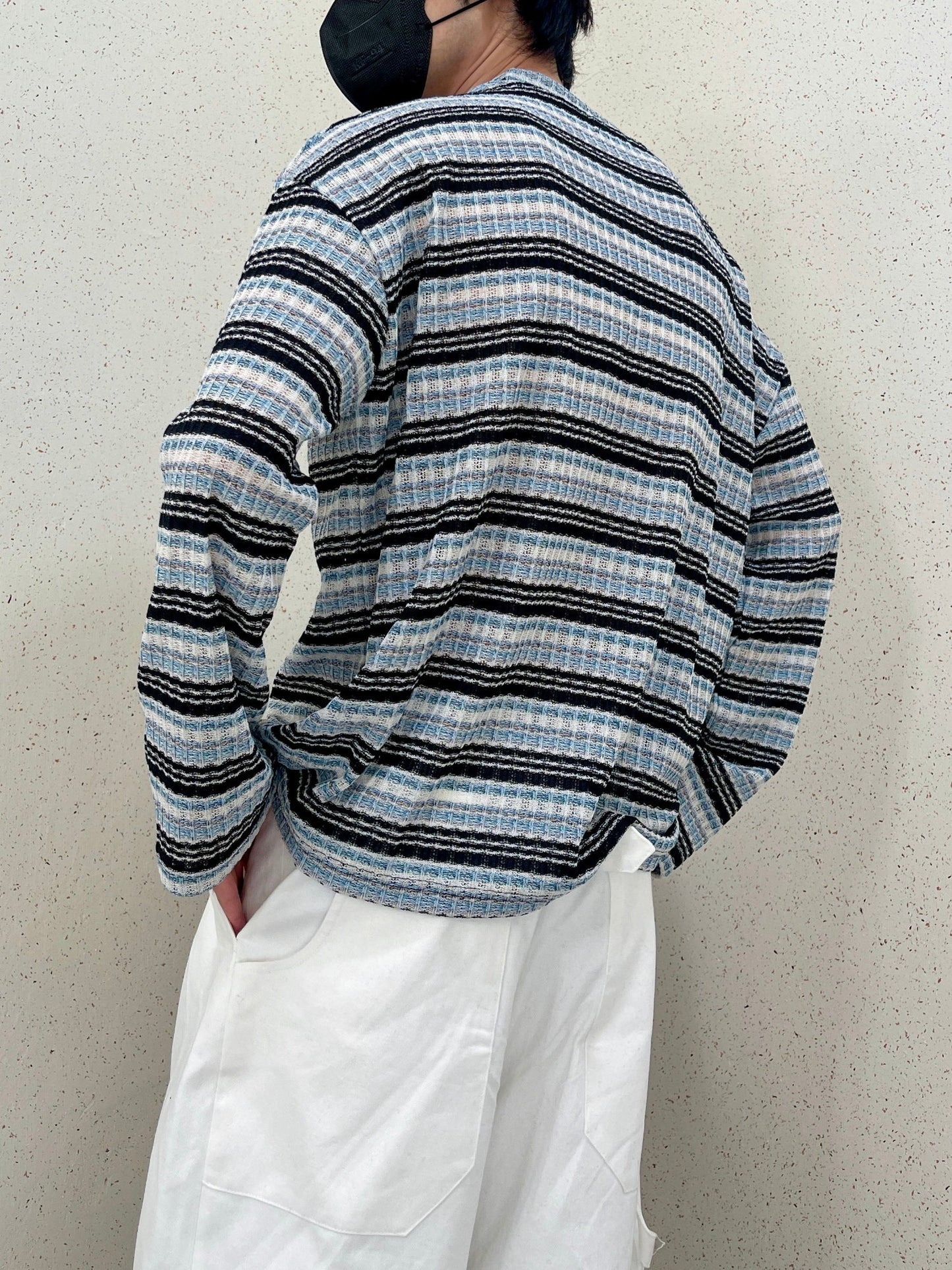Unique Stripe Knit Black 스트라이프 니트티 봄 남자니트 루즈핏 오버핏 단가라니트 블랙