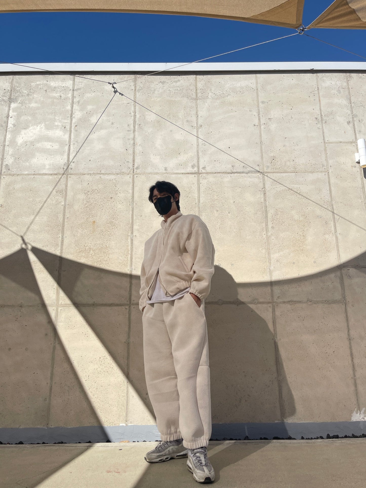 Balloon Woolen Jacket Pants Setup White ivory
