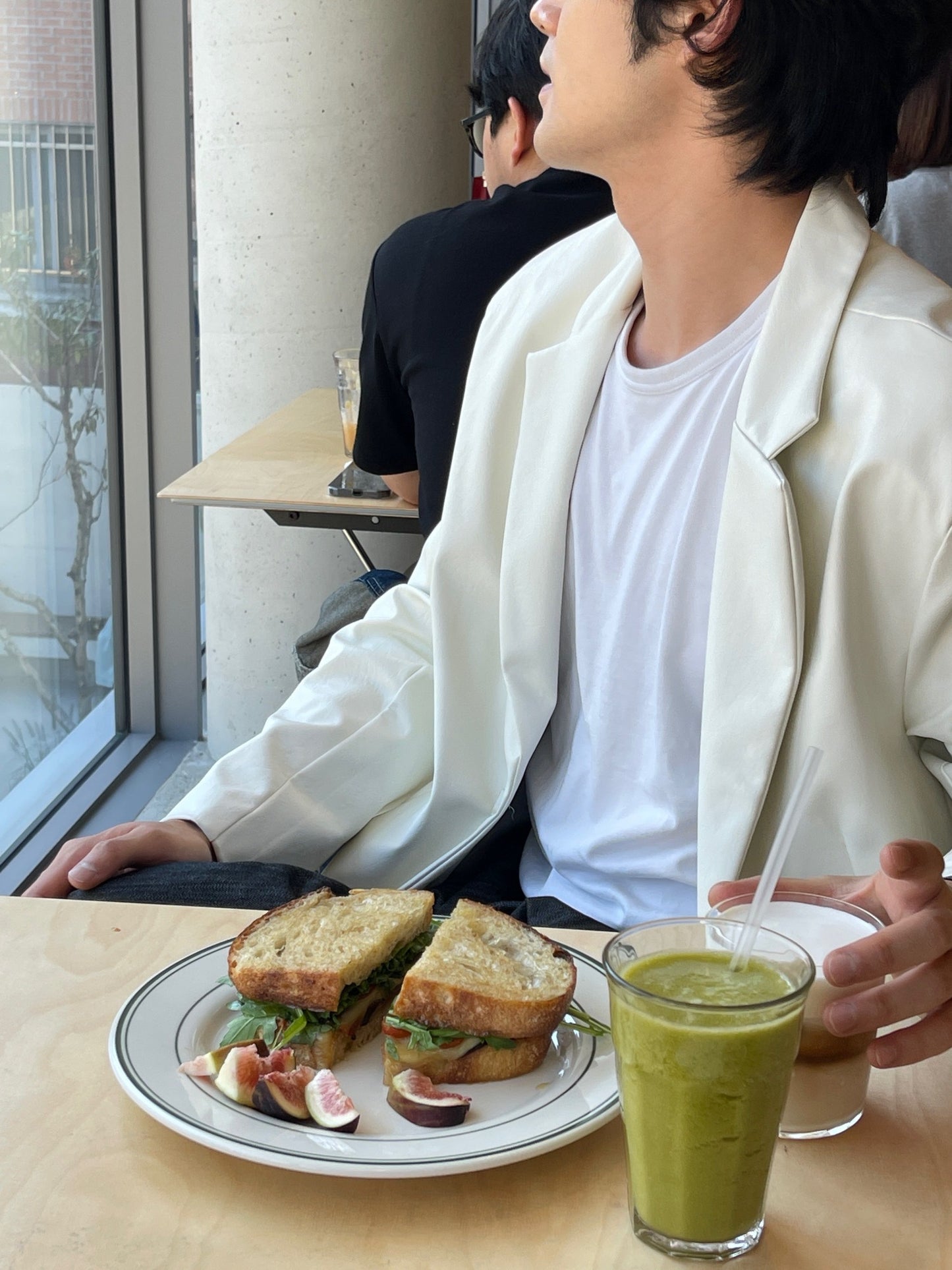 Bulky Leather Blazer White ivory