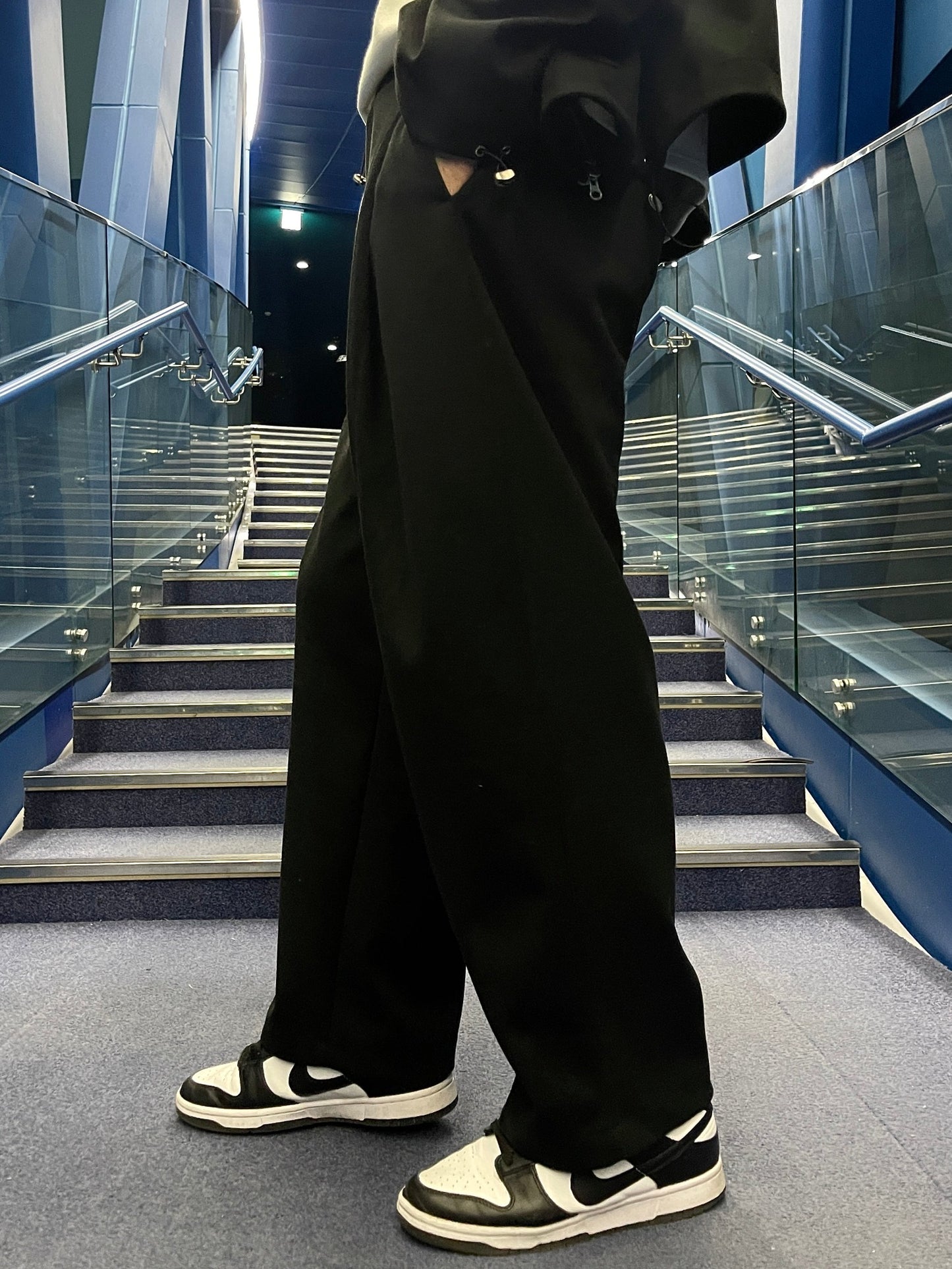 Woven Fleece Onetuck Wide Pants Black
