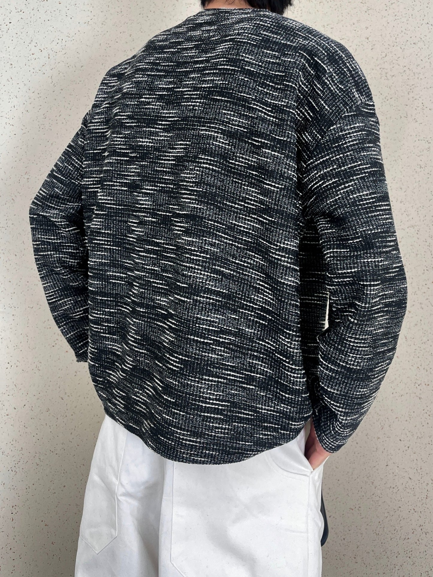 Rough Tweed Knit Black 트위드 오버핏 긴팔티 루즈핏 남자 봄 니트 블랙