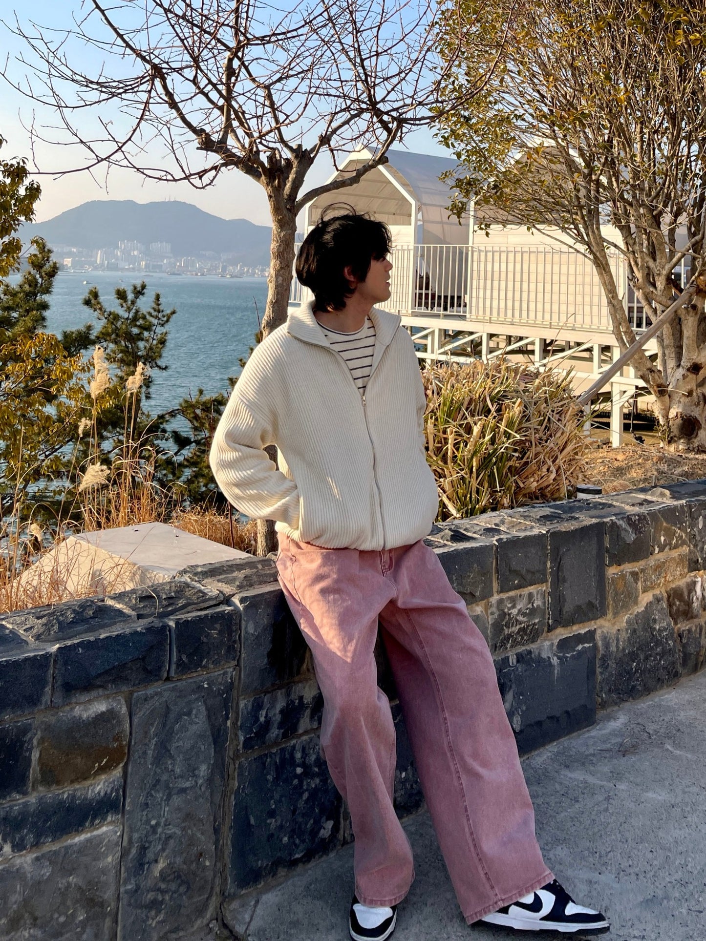 피그먼트 남자와이드바지 롱 와이드팬츠 오버핏 면바지 인디핑크 Pigment Cotton Wide Pants Indie Pink