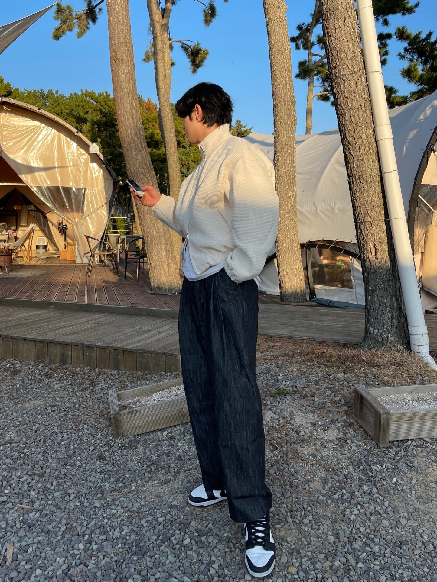 Nonfaded Denim Wide Pants Black