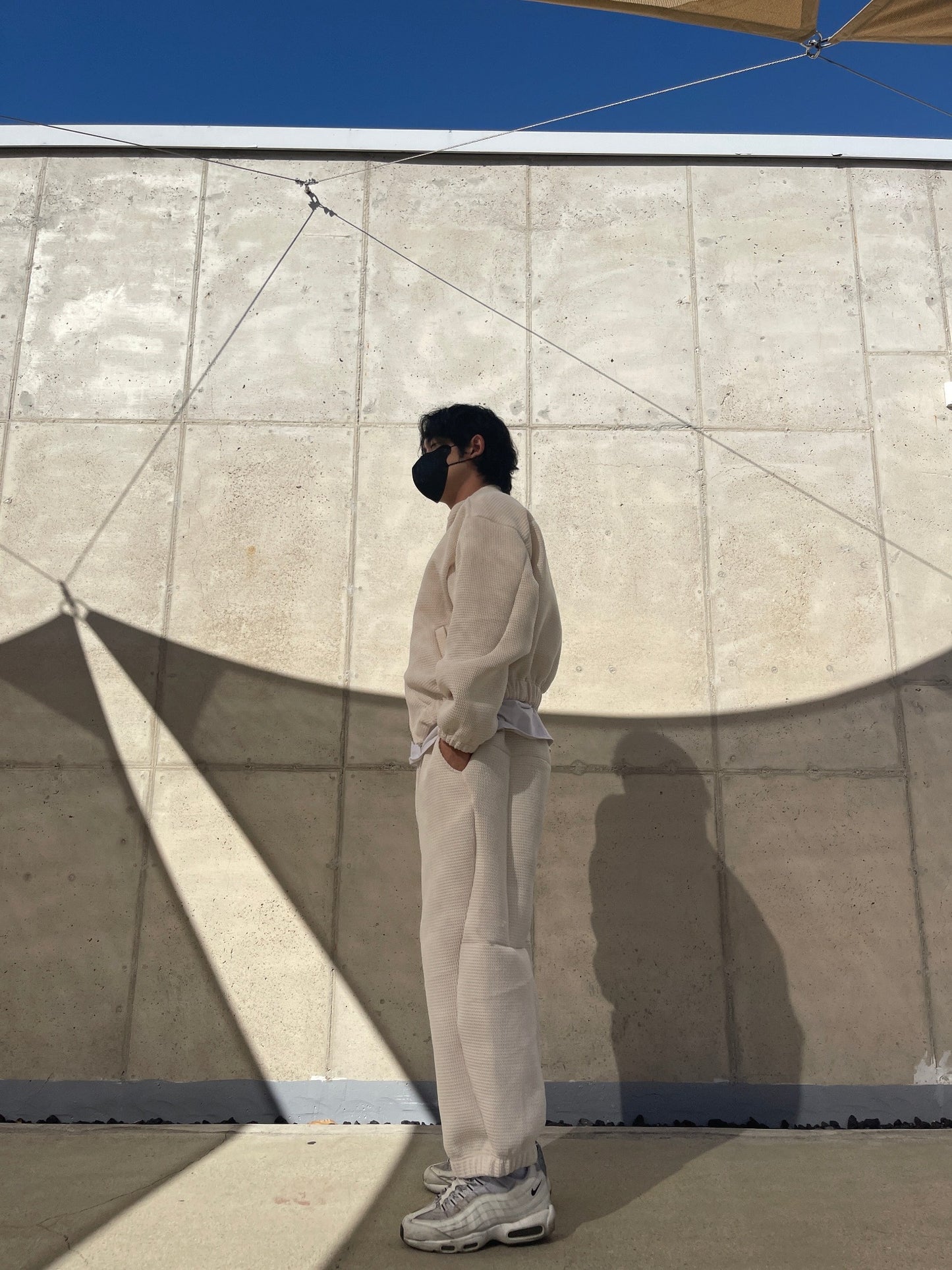 Balloon Woolen Jacket Pants Setup White ivory