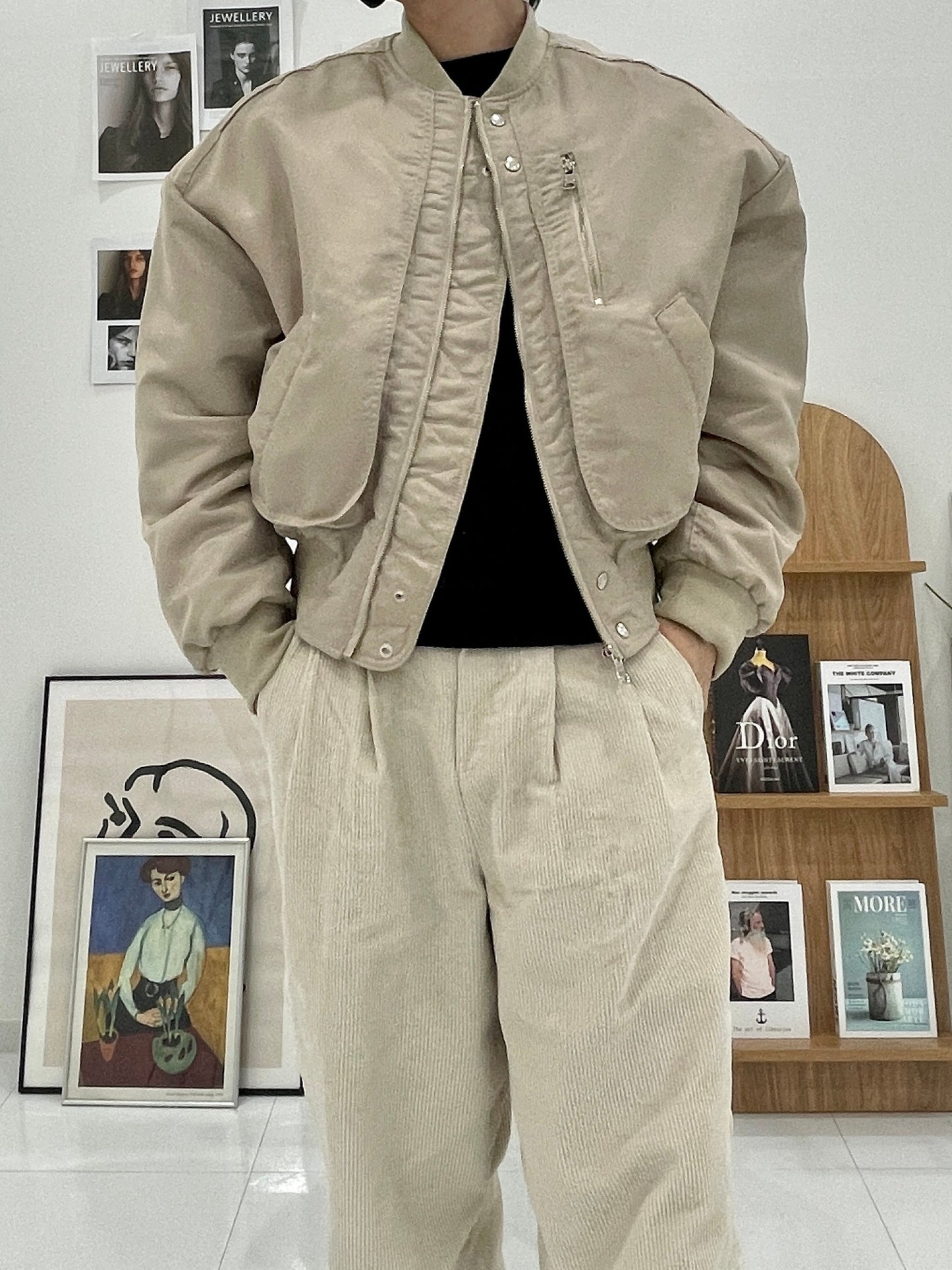 MA-1 Crop Flight Jacket 6oz Beige