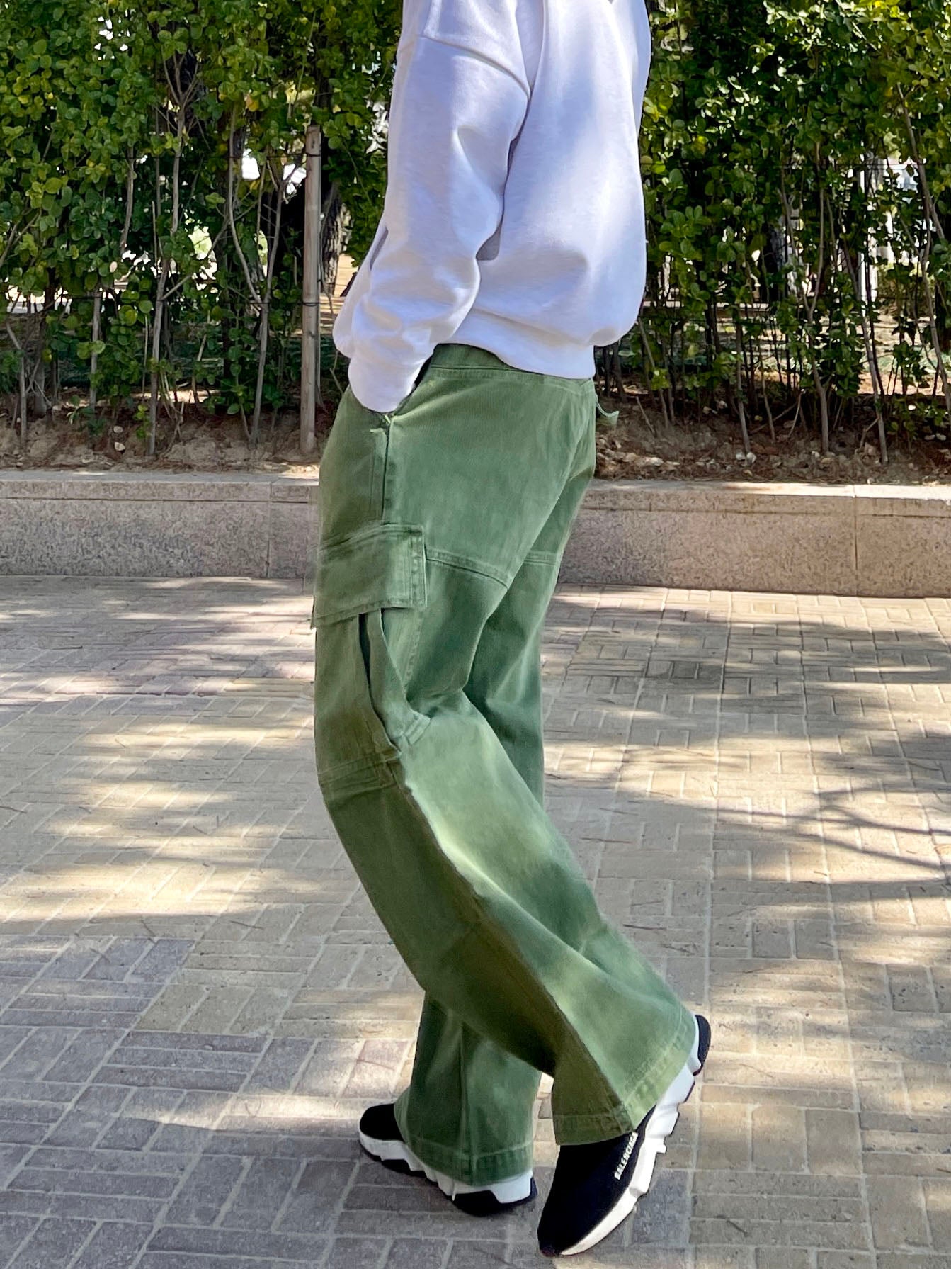 남성카고바지 와이드핏 핀턱 건빵 스트릿룩 올리브 Dyeing Wide Cargo Pants Olive