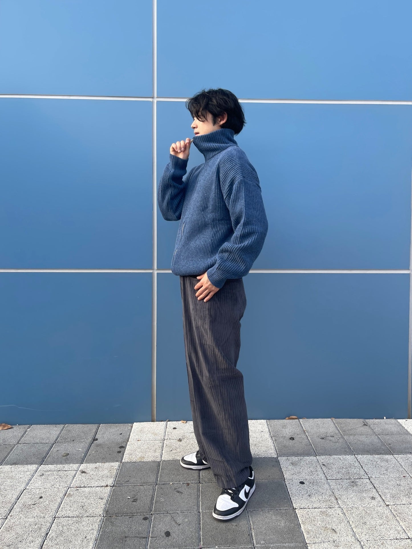 Wide Corduroy Pants Charcoal grey