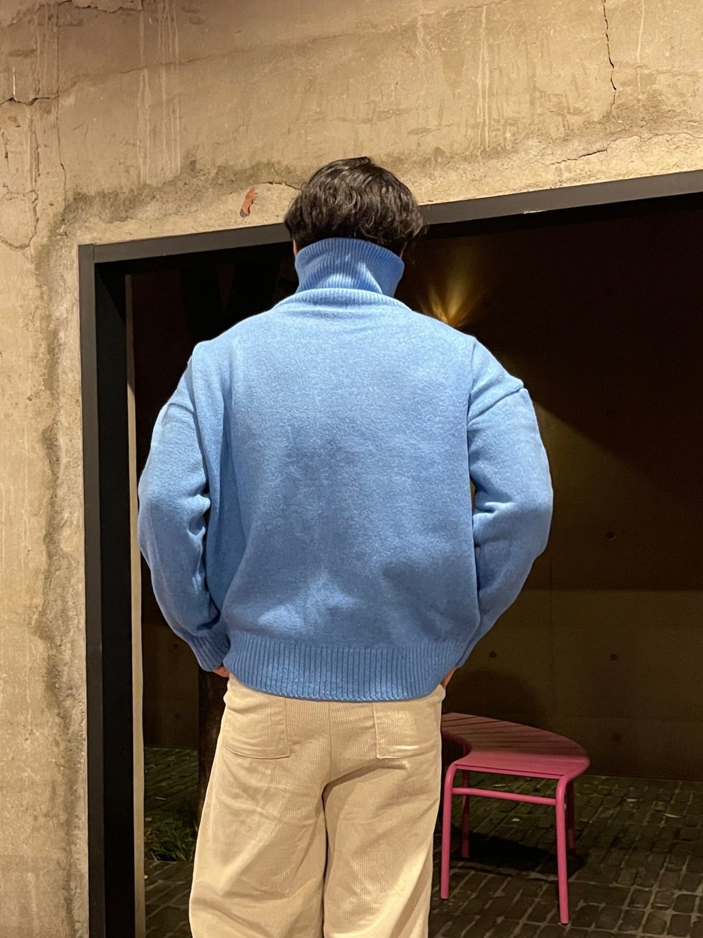 Turtleneck Knit 2way Zipup Skyblue