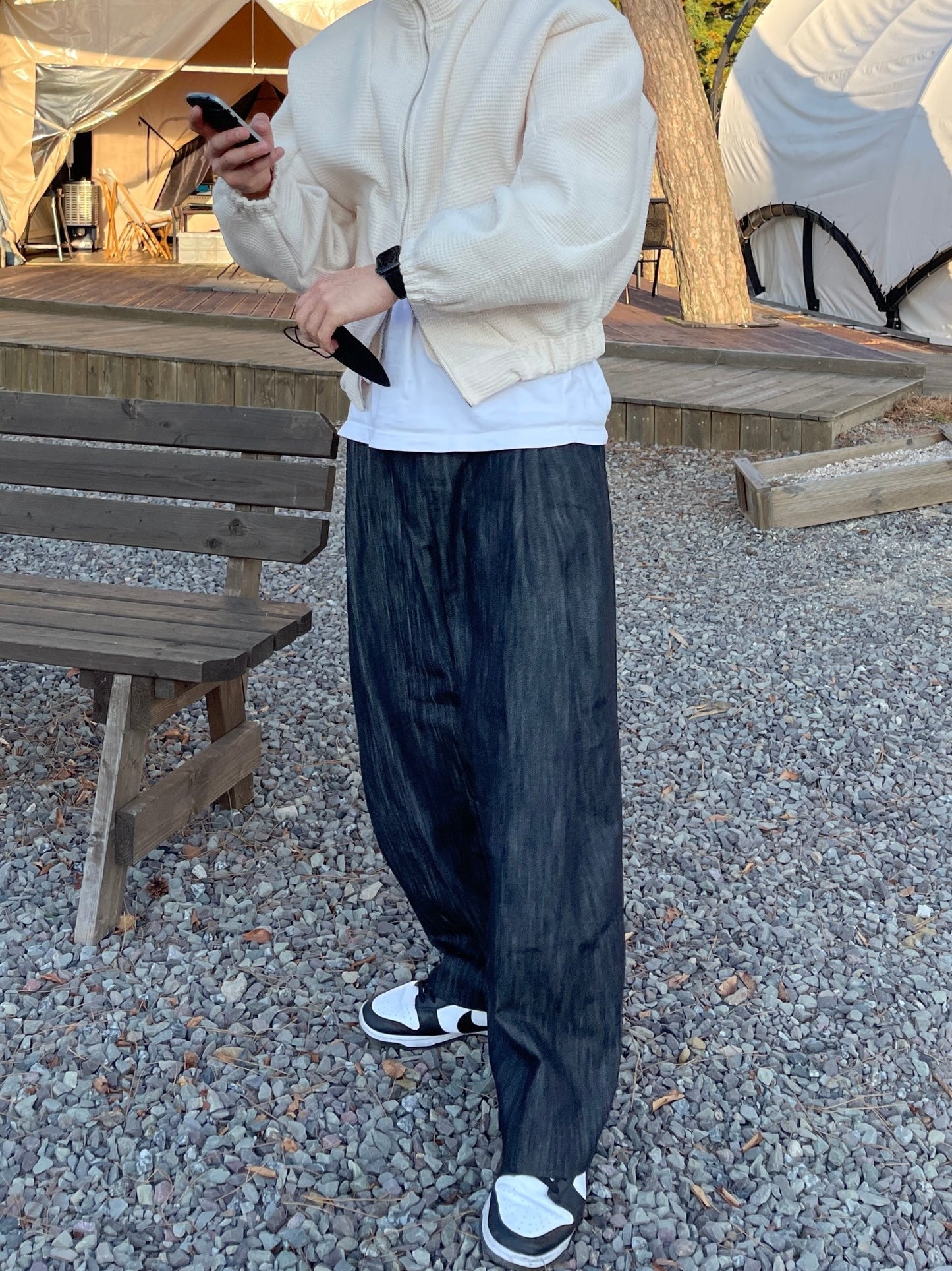 Nonfaded Denim Wide Pants Black