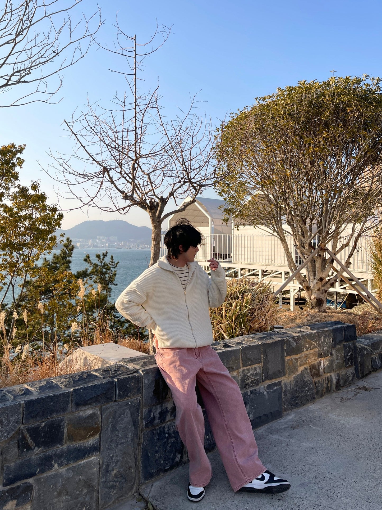 피그먼트 남자와이드바지 롱 와이드팬츠 오버핏 면바지 인디핑크 Pigment Cotton Wide Pants Indie Pink