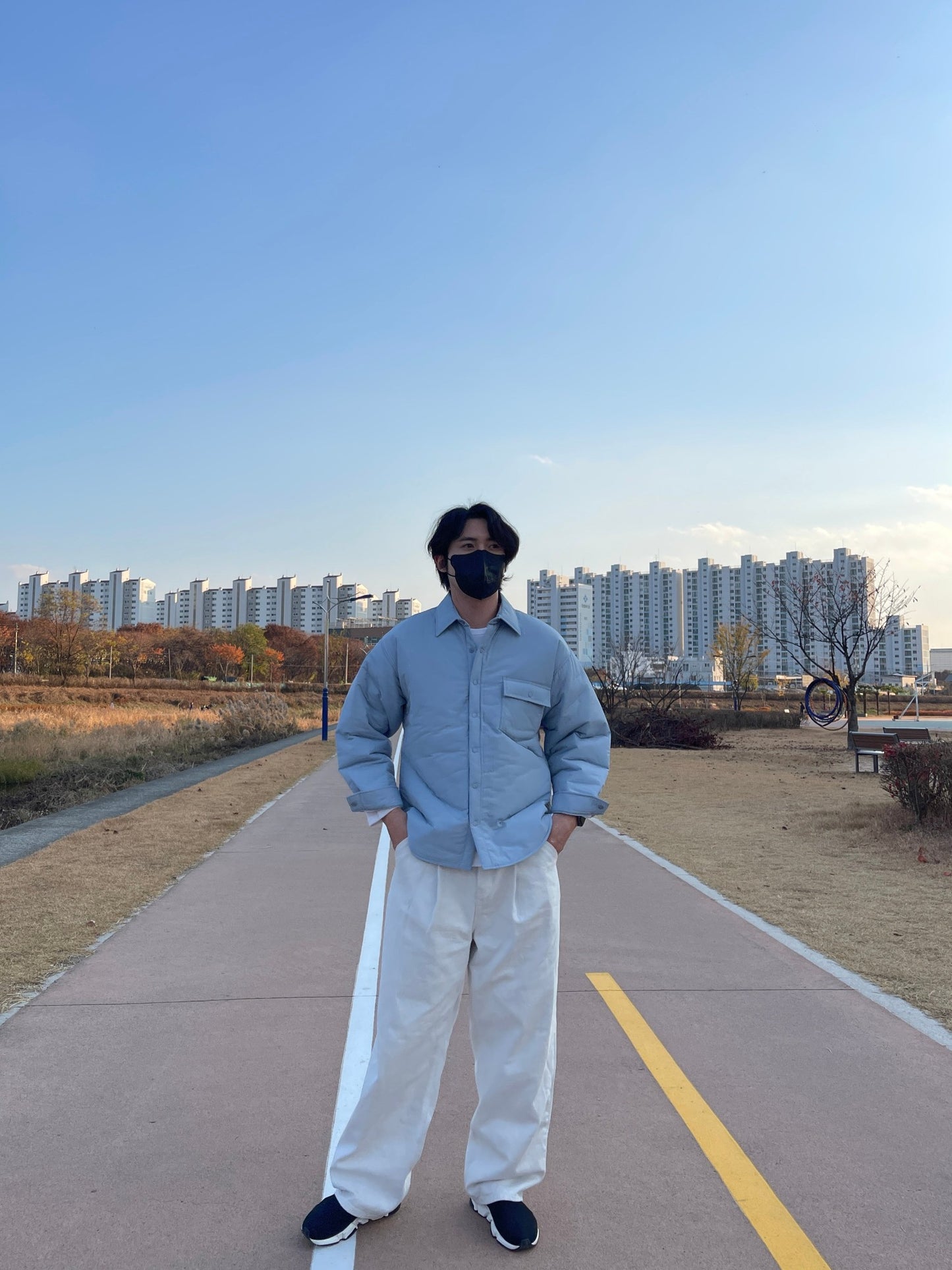 Overfit Lightweight Padding Shirt Skyblue
