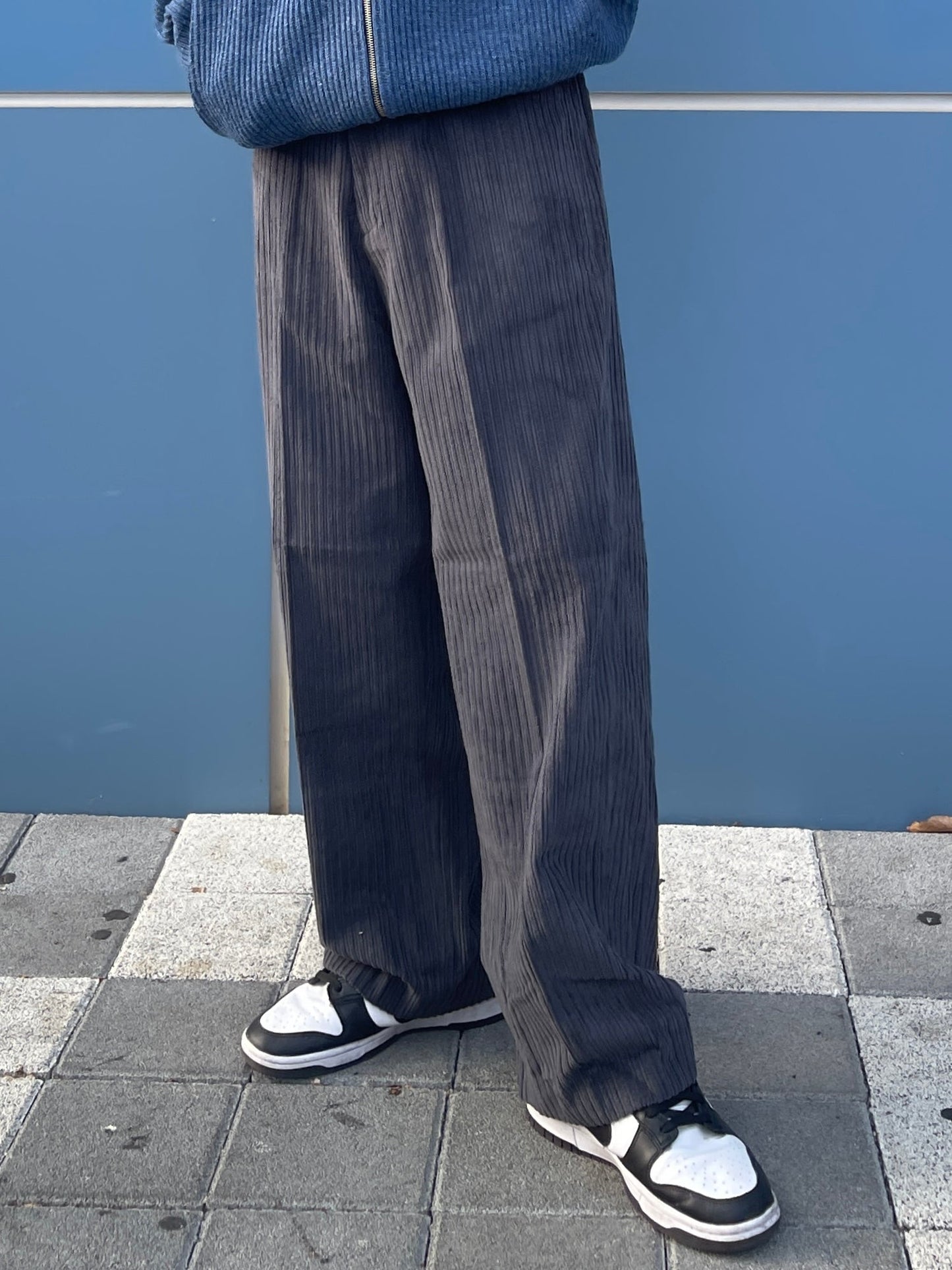 Wide Corduroy Pants Charcoal grey