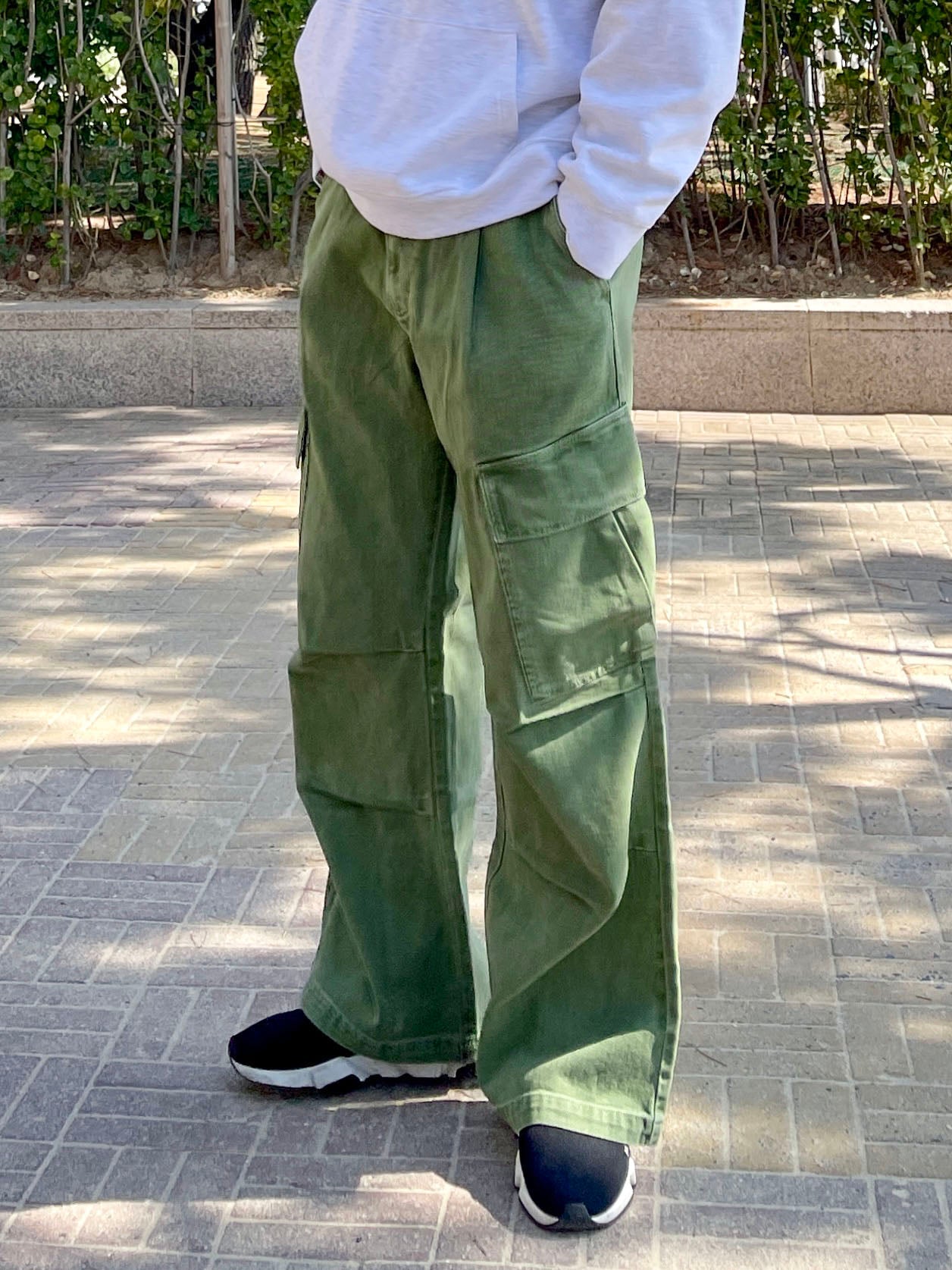 남성카고바지 와이드핏 핀턱 건빵 스트릿룩 올리브 Dyeing Wide Cargo Pants Olive
