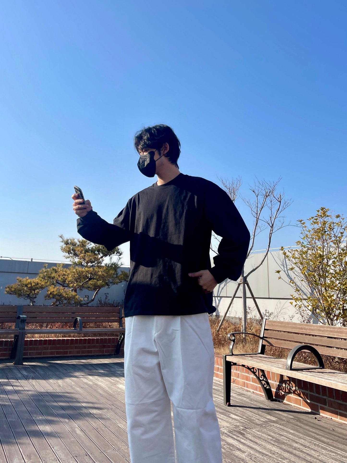 벌룬핏 티셔츠 오버핏 유니크 사계절 쭉티 블랙 Balloon Overfit Long Sleeve Black