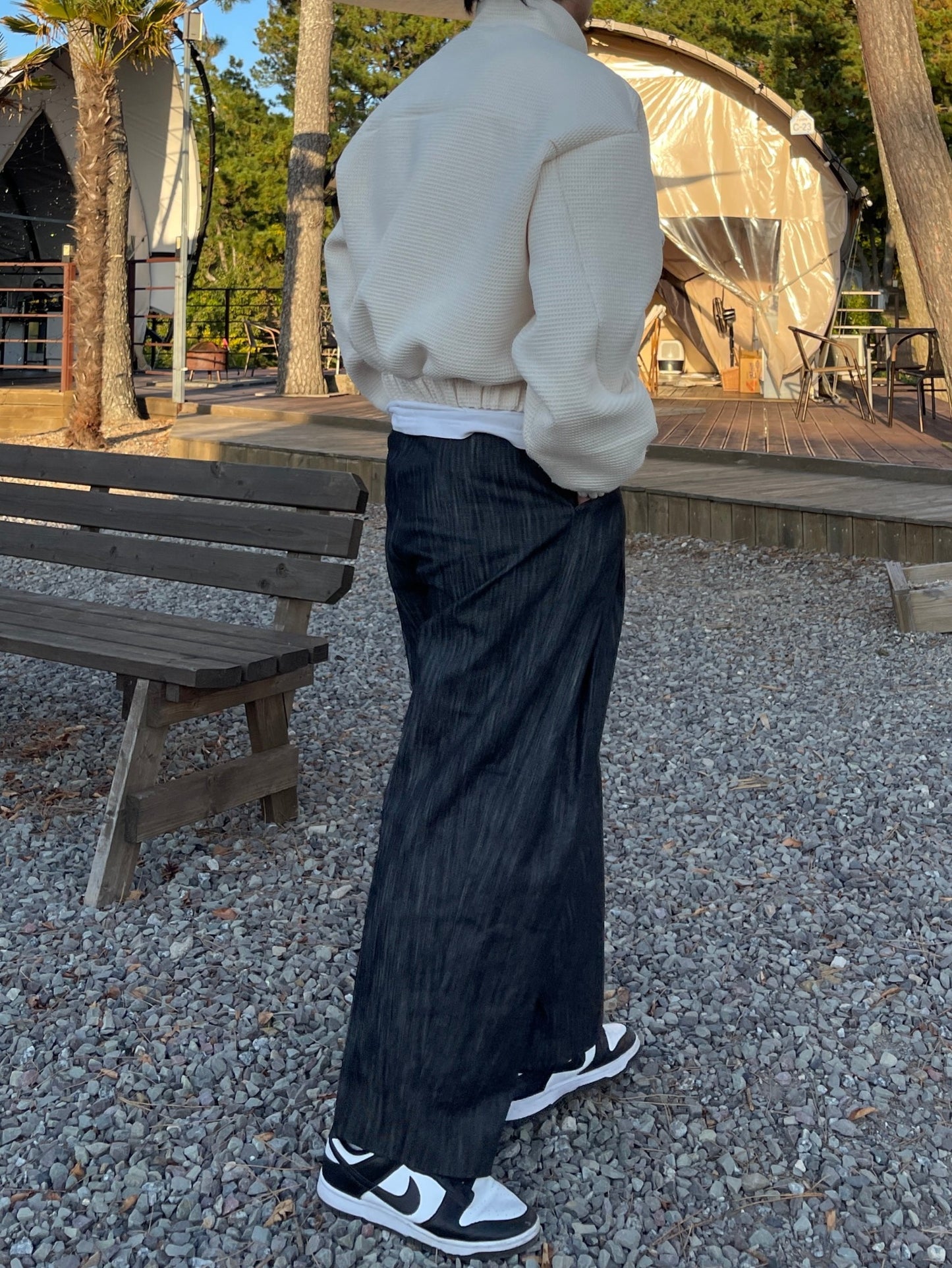 Nonfaded Denim Wide Pants Black