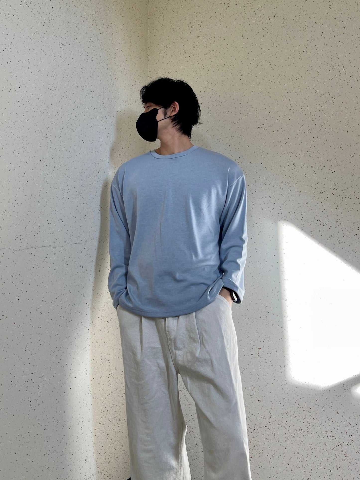 시그니처 긴팔티 기본티 롱슬리브 루즈핏 소라 Signature Basic Long Sleeve T