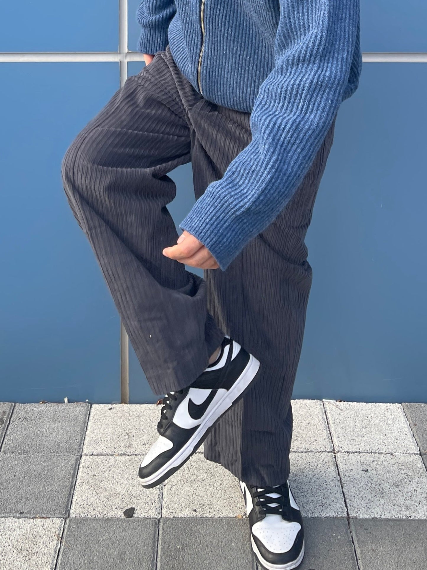 Wide Corduroy Pants Charcoal grey