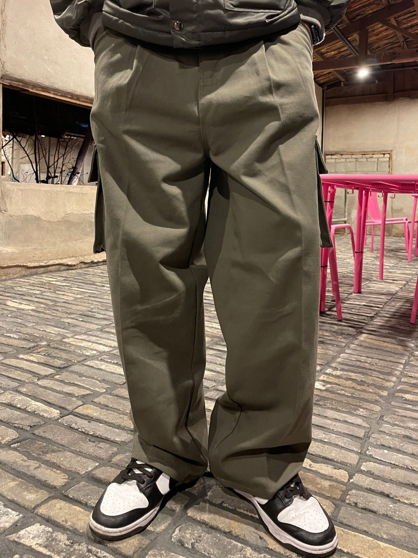 Nonfaded Row Cotton Wide Cargo Pants Khaki