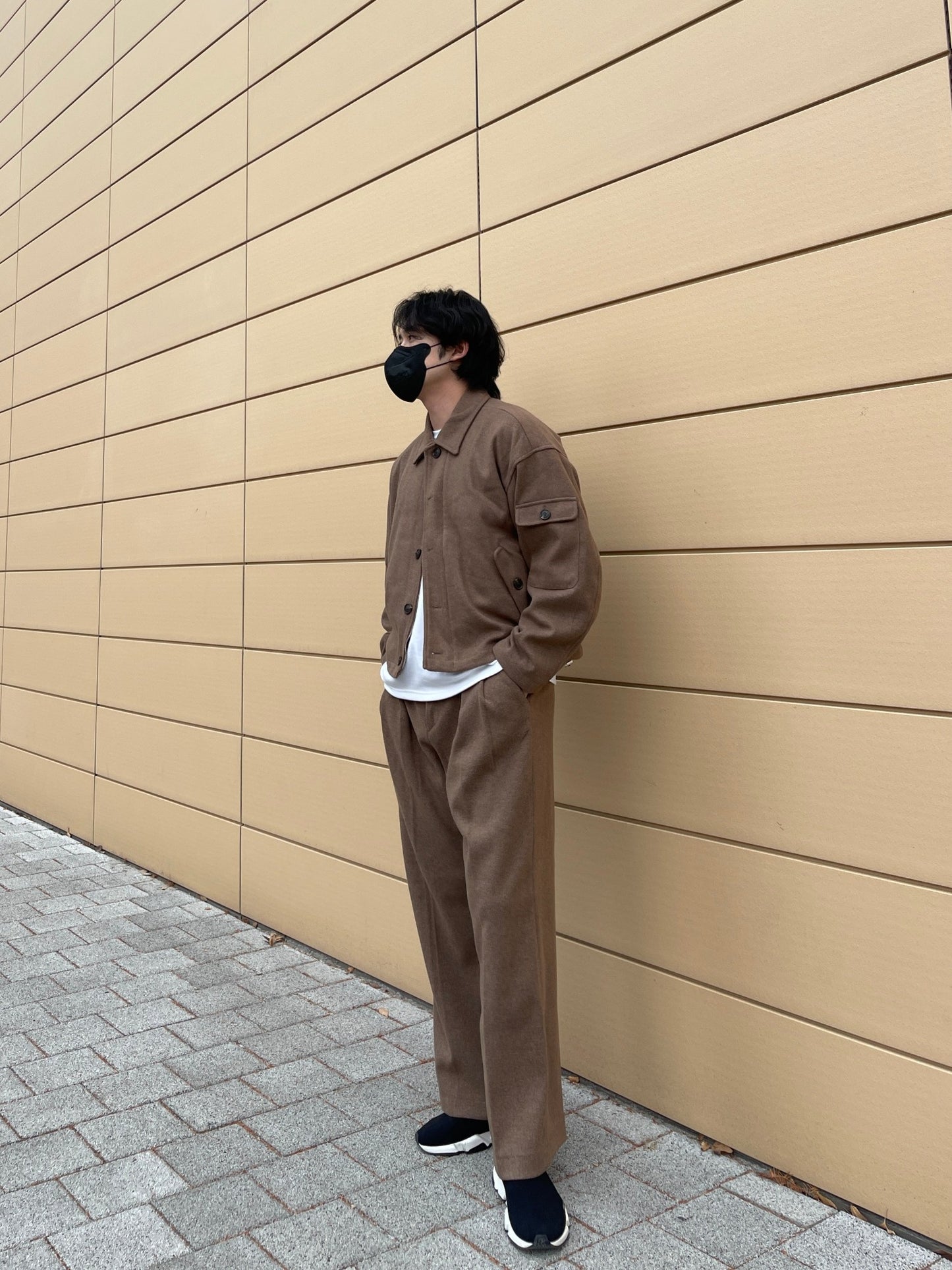 Sakariba Pintuck Wide Slacks Brown