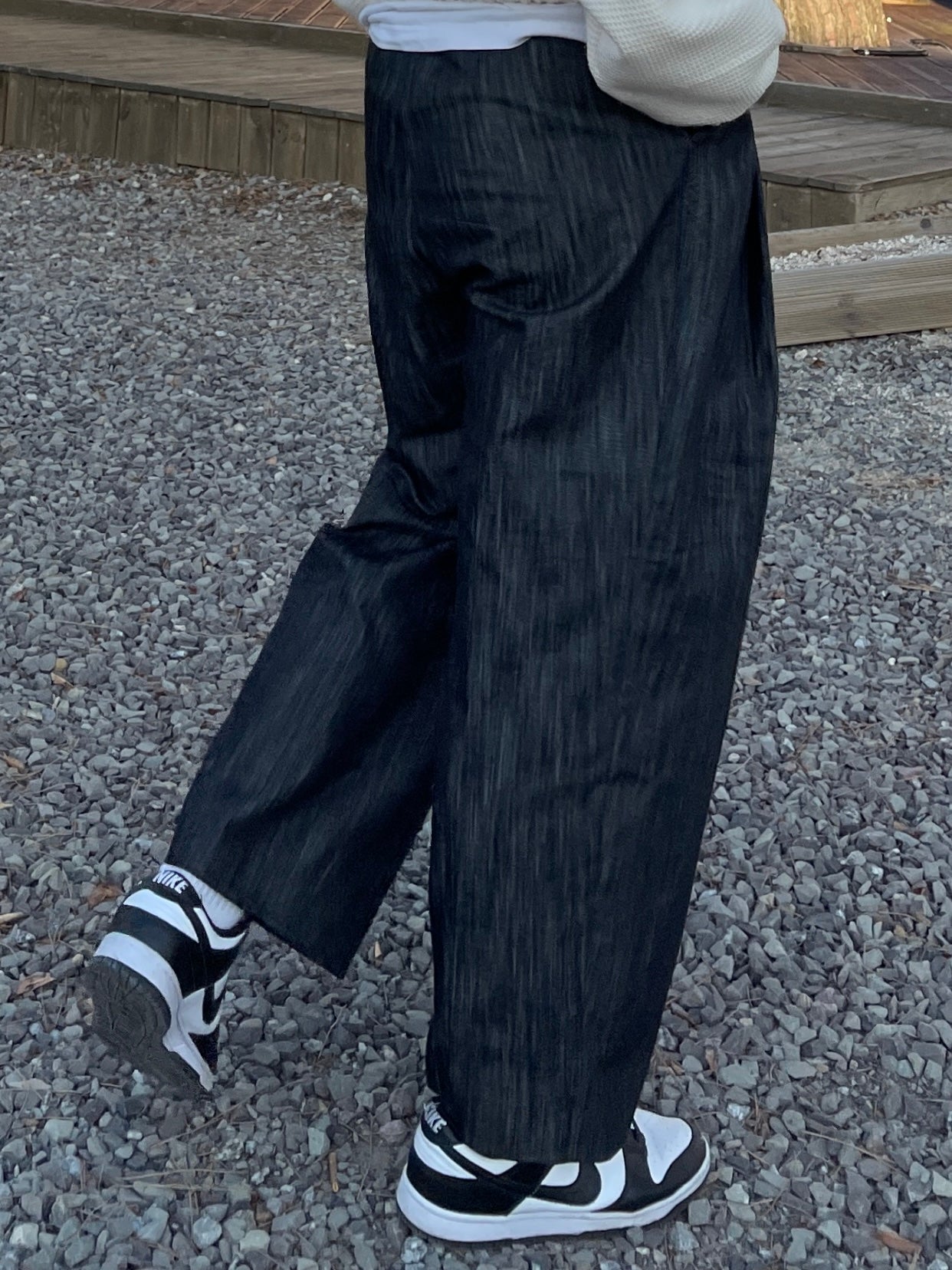 Nonfaded Denim Wide Pants Black