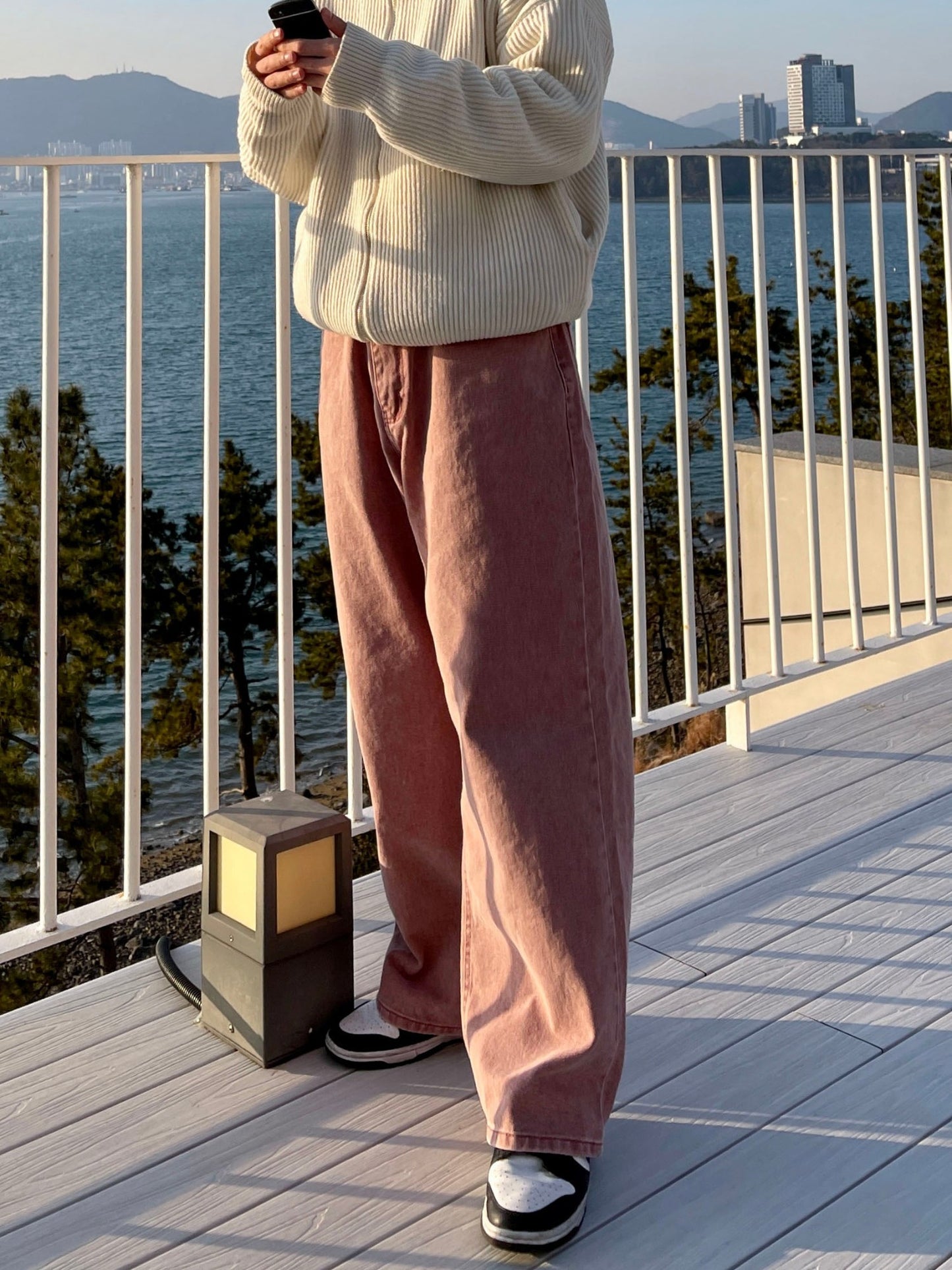 피그먼트 남자와이드바지 롱 와이드팬츠 오버핏 면바지 인디핑크 Pigment Cotton Wide Pants Indie Pink