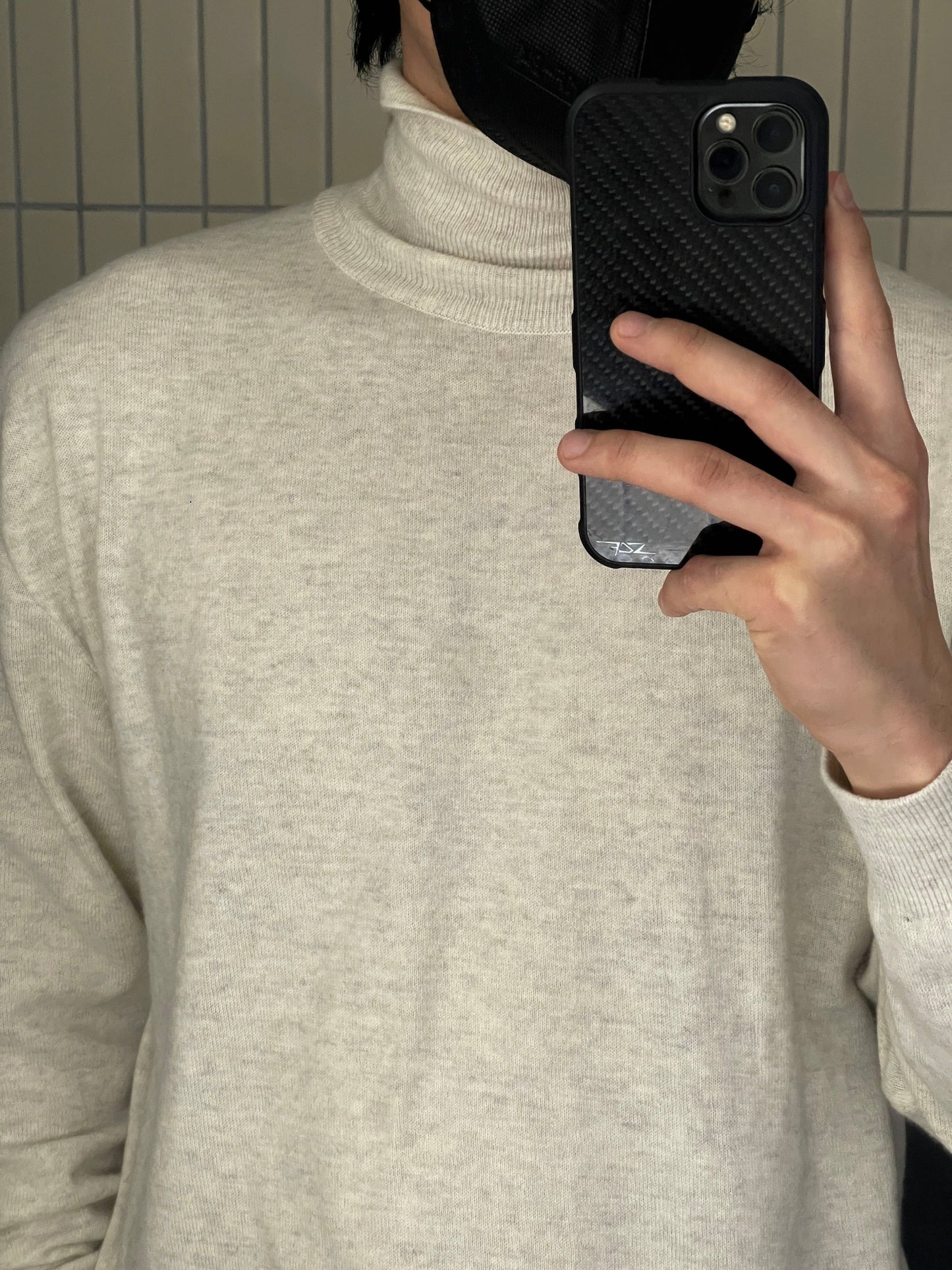 Cashmere Slit Turtleneck Sweater Oatmeal