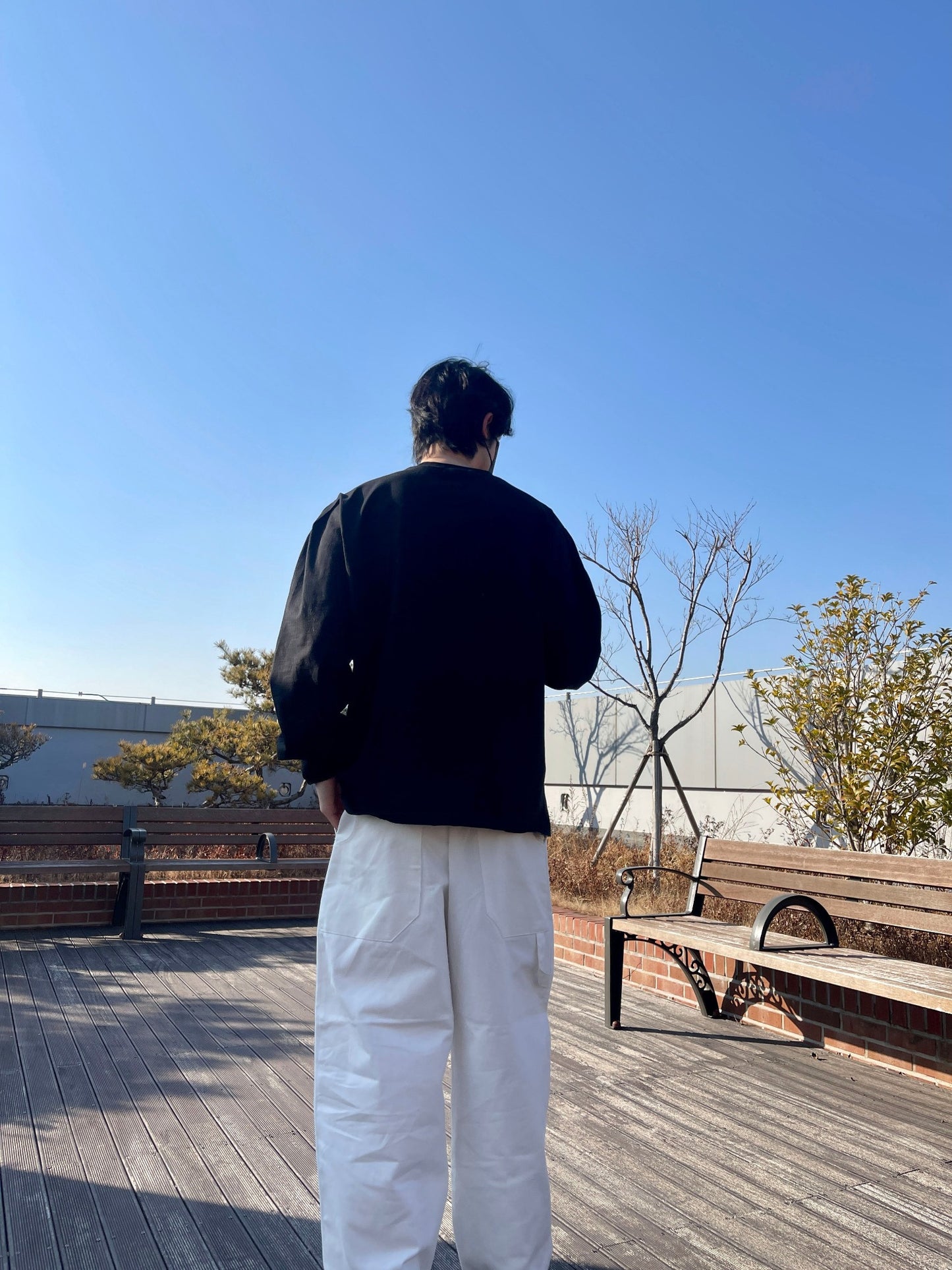 벌룬핏 티셔츠 오버핏 유니크 사계절 쭉티 블랙 Balloon Overfit Long Sleeve Black
