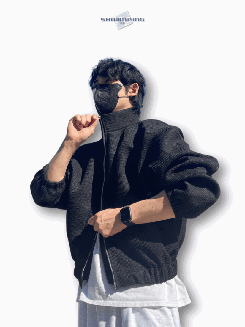 벌룬핏 모직 자켓 셋업 투웨이 집업 오버핏 유니섹스 백아이보리 블랙 Balloon Woolen Jacket
