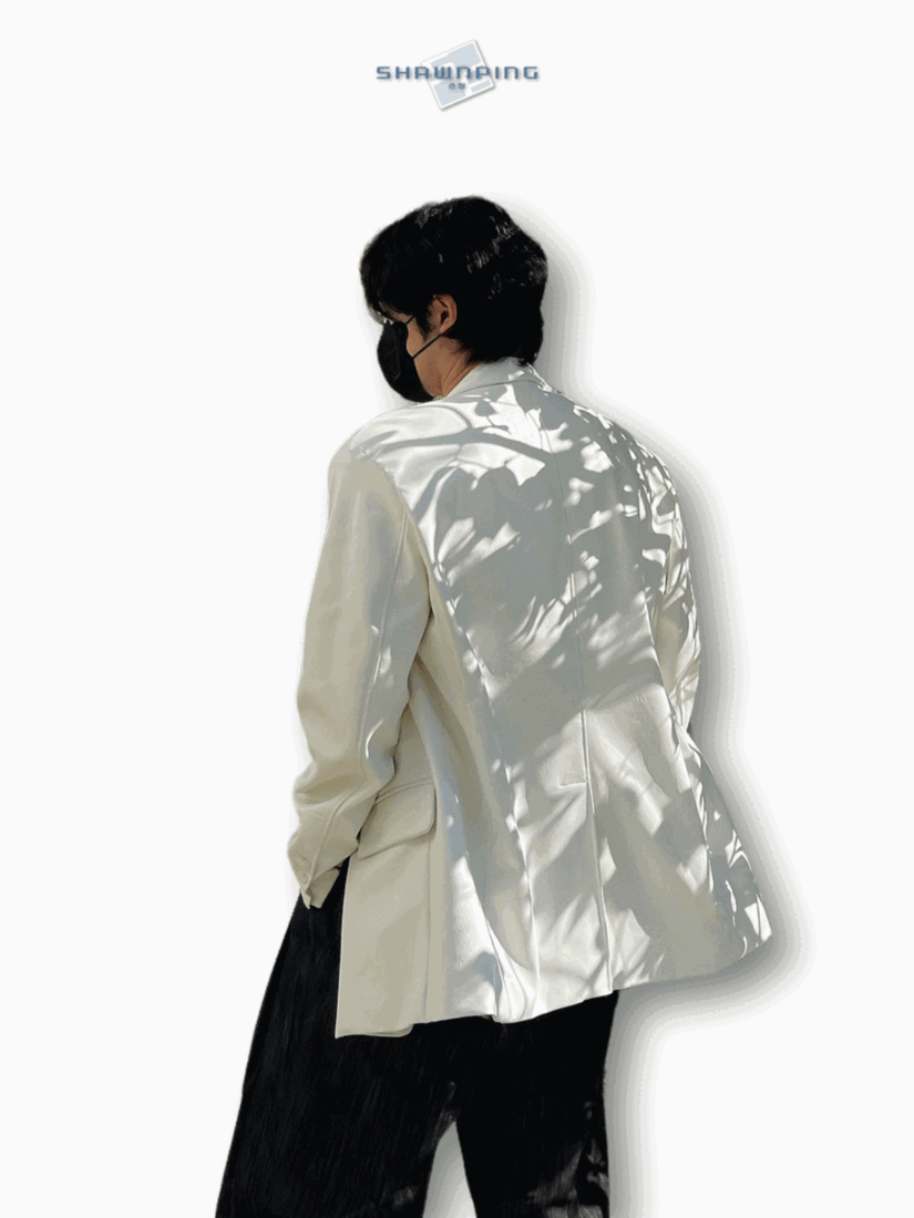 벌키 레더 블레이저 오버핏 자켓 와이드핏자켓 백아이보리 Bulky Leather Blazer