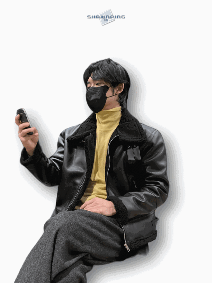 캐쥬얼 레더 무스탕 자켓 블랙 Casual Shearling Jacket Mustang