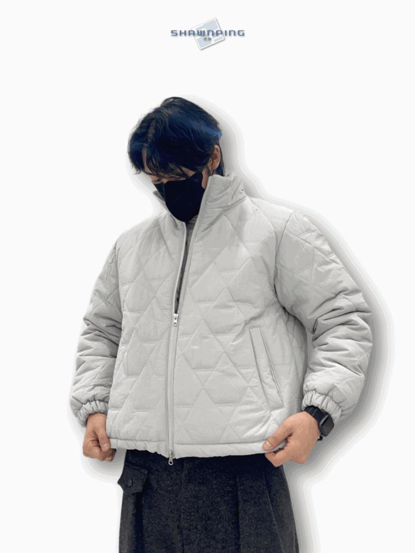 Diamond Quilting 2way Zipup Padding Jacket Black