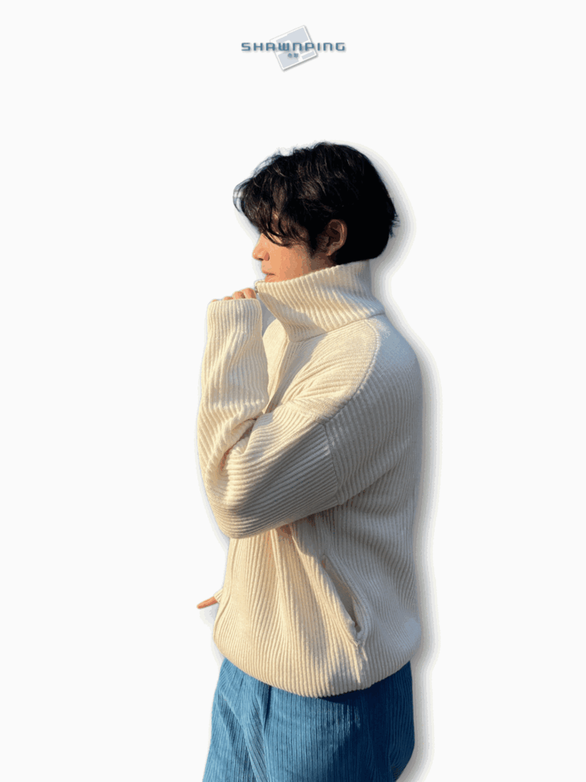 하이넥 폴라 투웨이 집업 울 니트 오버핏자켓 크림 High Neck 2way Zip Up Wool Knit