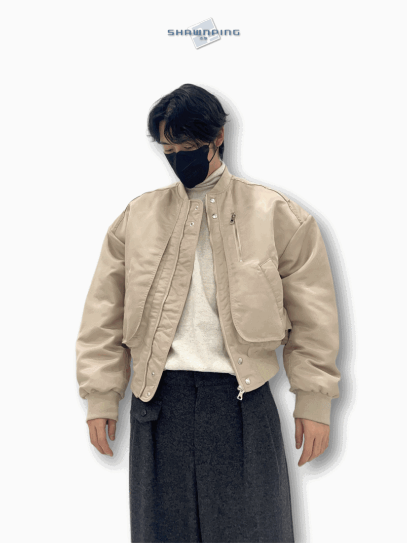 MA-1 Crop Flight Jacket 6oz Beige 벌룬 크롭 항공점퍼 MA-1 6온스 남자 어깨깡패 핏 자켓