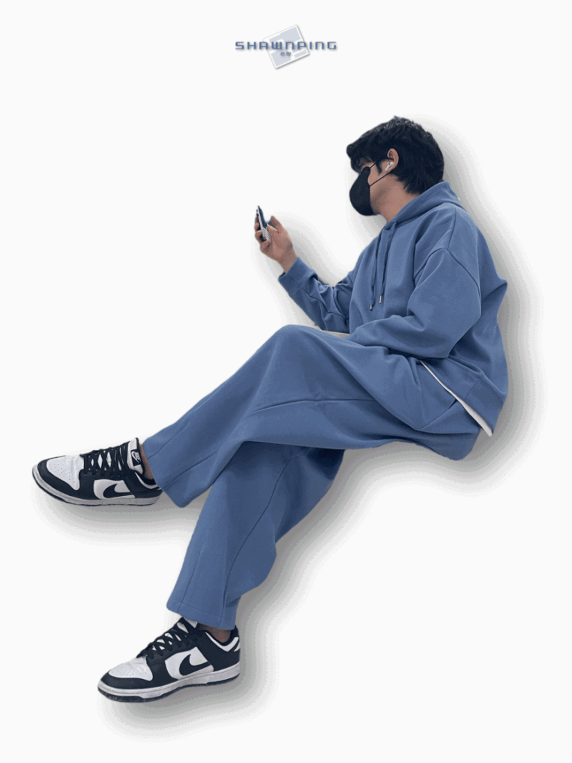 Overfit Hood T Wide Pants Setup Skyblue 오버핏 후드 세트 스카이블루