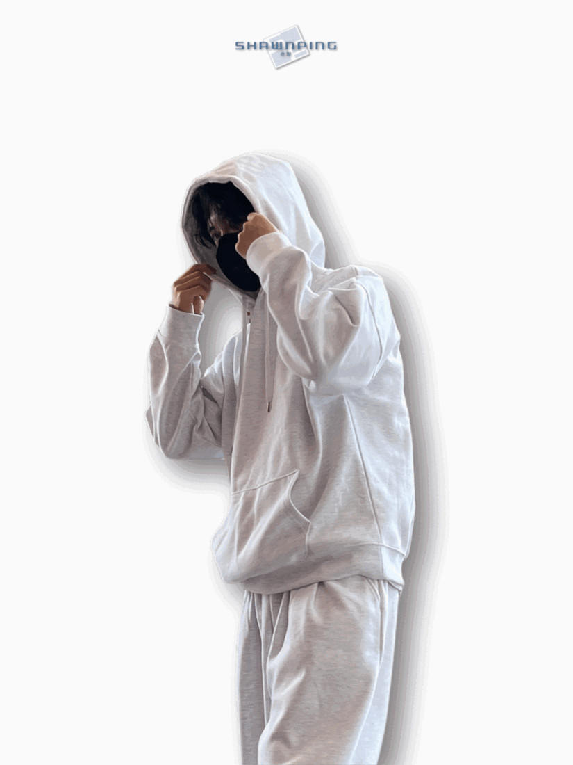 오버핏 무지 합포후드 빅사이즈 백메란지 Overfit Hood T