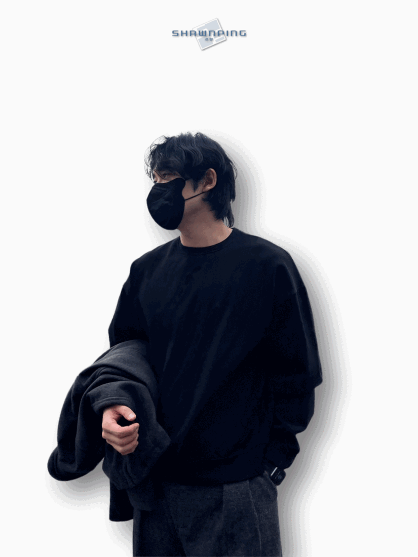 오버핏 무지 합포 맨투맨 MTM 빅사이즈 블랙 Overfit Pullover MTM