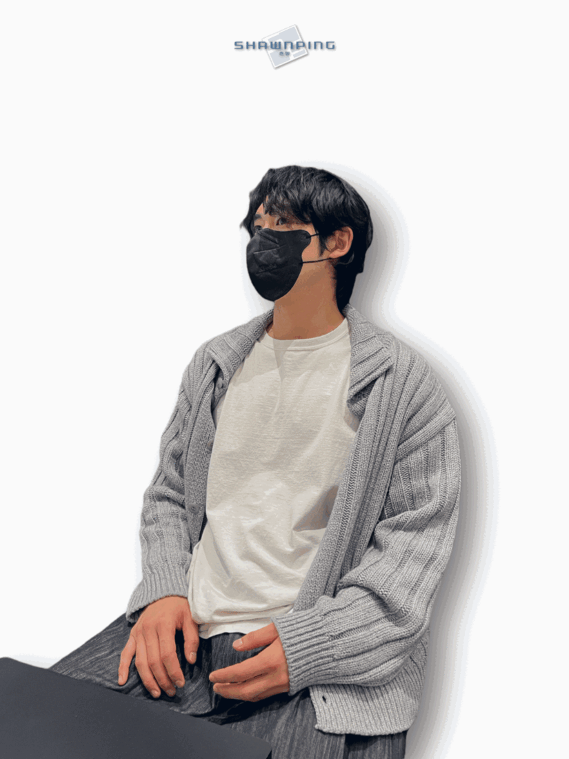 왕골지 울 가디건 오버핏 니트 자켓 그레이 Ribbed Wool Cardigan Jacket