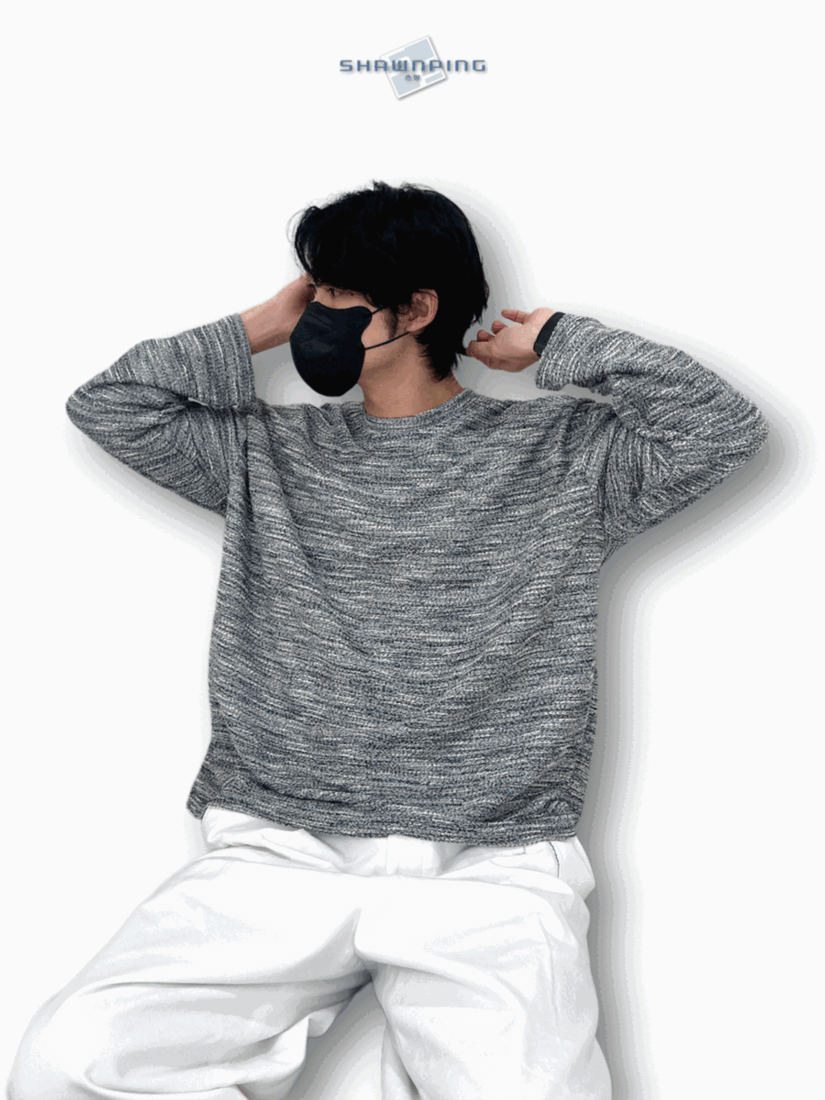 Rough Tweed Knit Grey 트위드 오버핏 긴팔티 루즈핏 남자 봄 니트 그레이