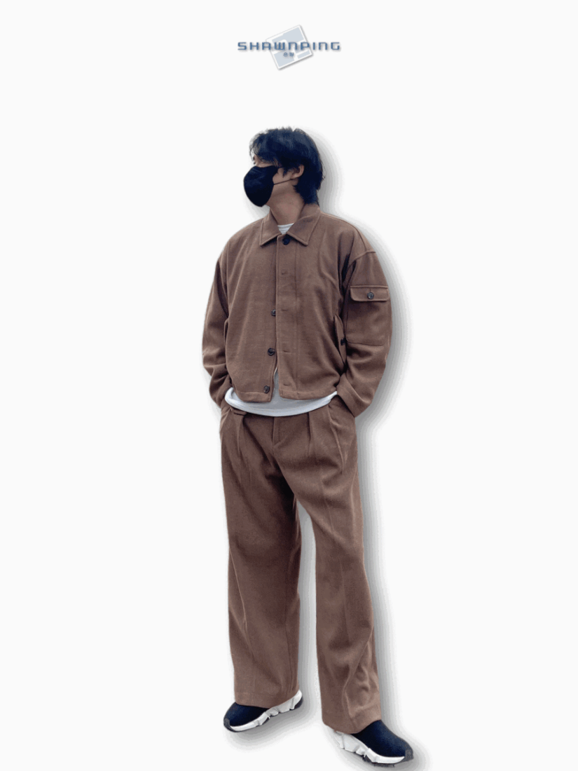 사카리바 오버핏 블루종 슬랙스 셋업 브라운 Sakariba Blouson Jacket & Slacks Setup