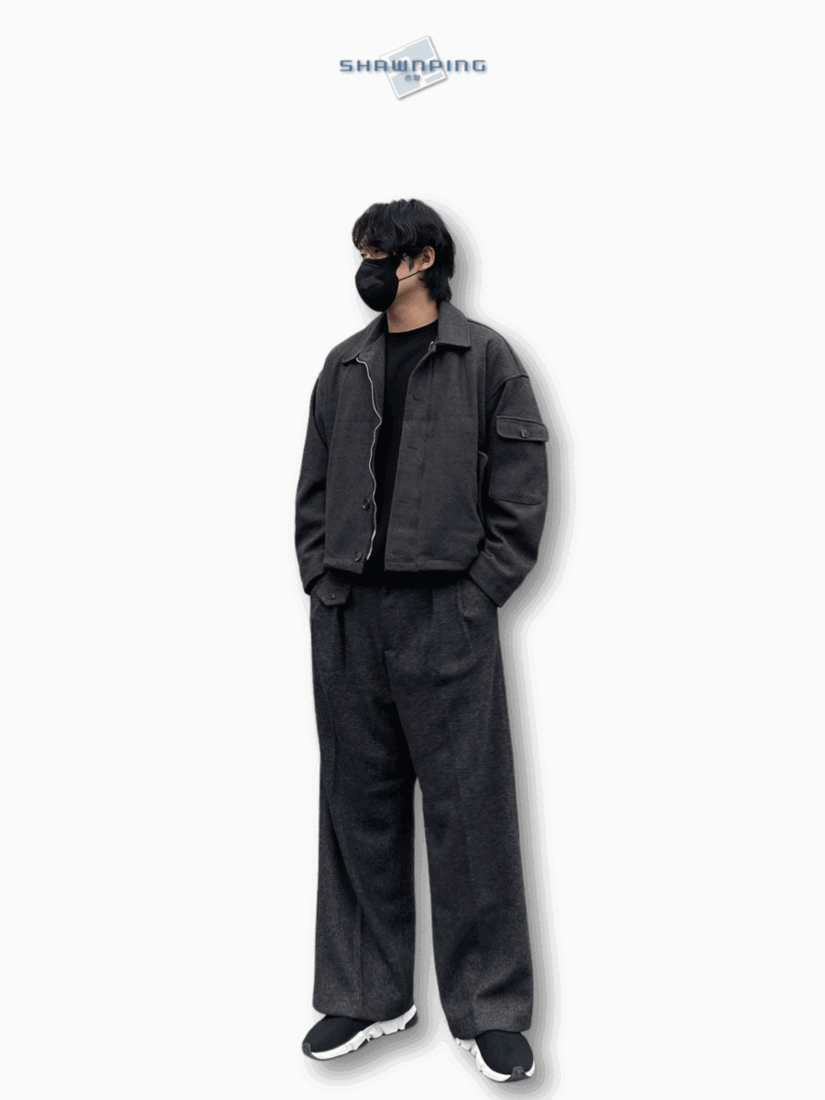 사카리바 오버핏 블루종 슬랙스 셋업 차콜 Sakariba Blouson Jacket & Slacks Setup