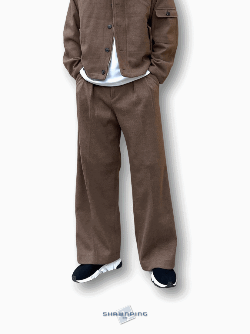 사카리바 핀턱 와이드 슬랙스 와이드팬츠 브라운 Sakariba Pintuck Wide Slacks