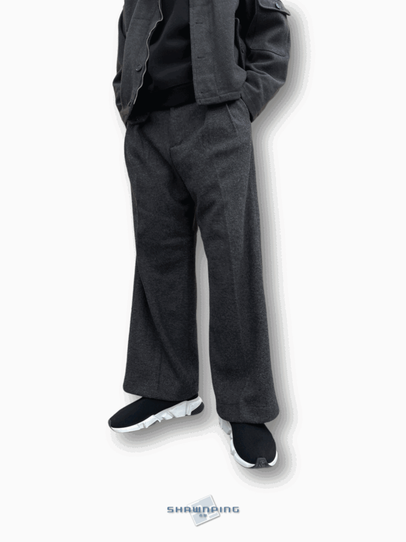 사카리바 핀턱 와이드 슬랙스 와이드팬츠 차콜 Sakariba Pintuck Wide Slacks