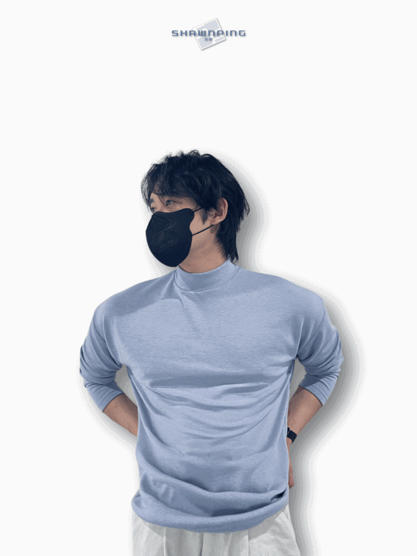 시그니쳐 반폴라 긴팔티 기본티 롱슬리브 루즈핏 소라 Signature Half-Turtleneck Long Sleeve T