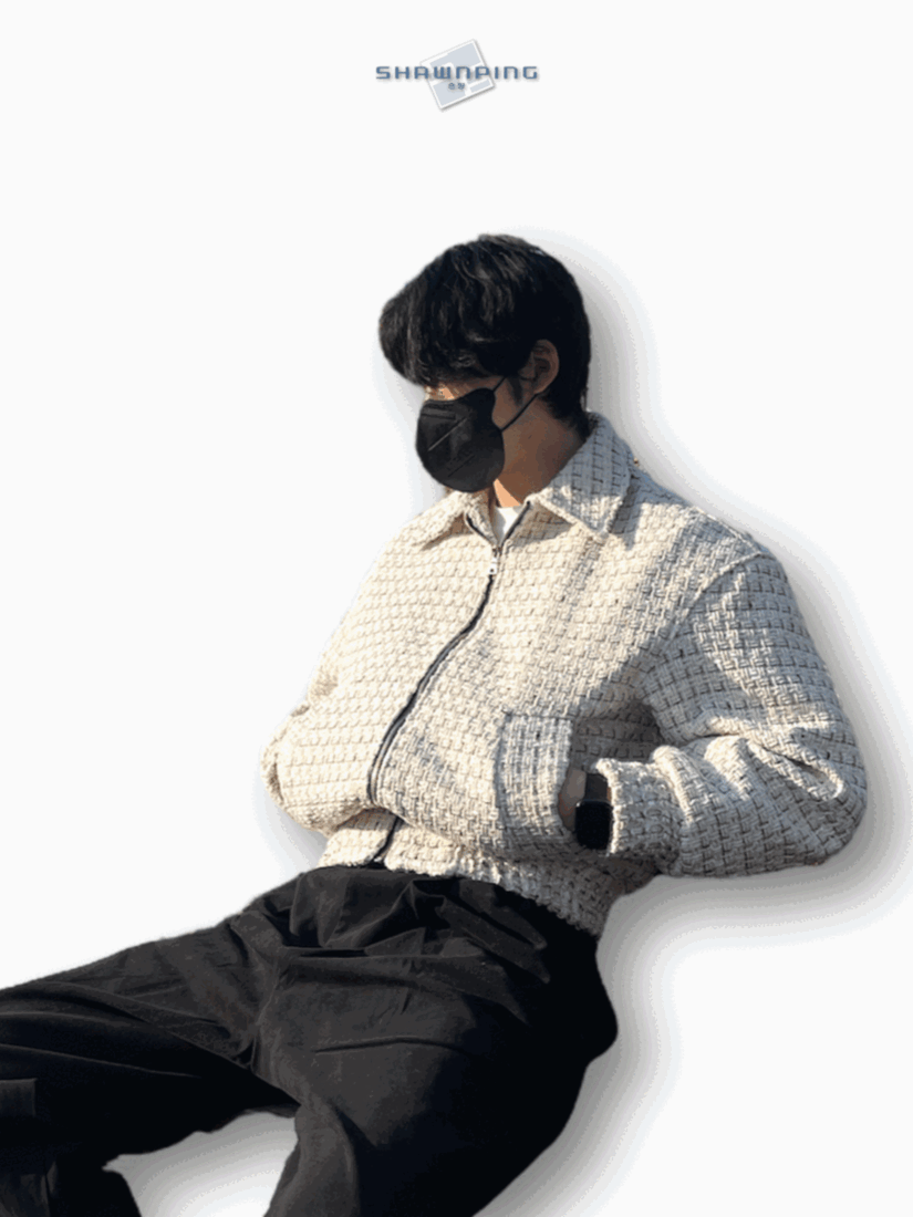 트위드 크롭 오버핏 점퍼 블루종 울 트위드자켓 카라자켓 아이보리 Tweed Cropped Wool Jumper Ivory