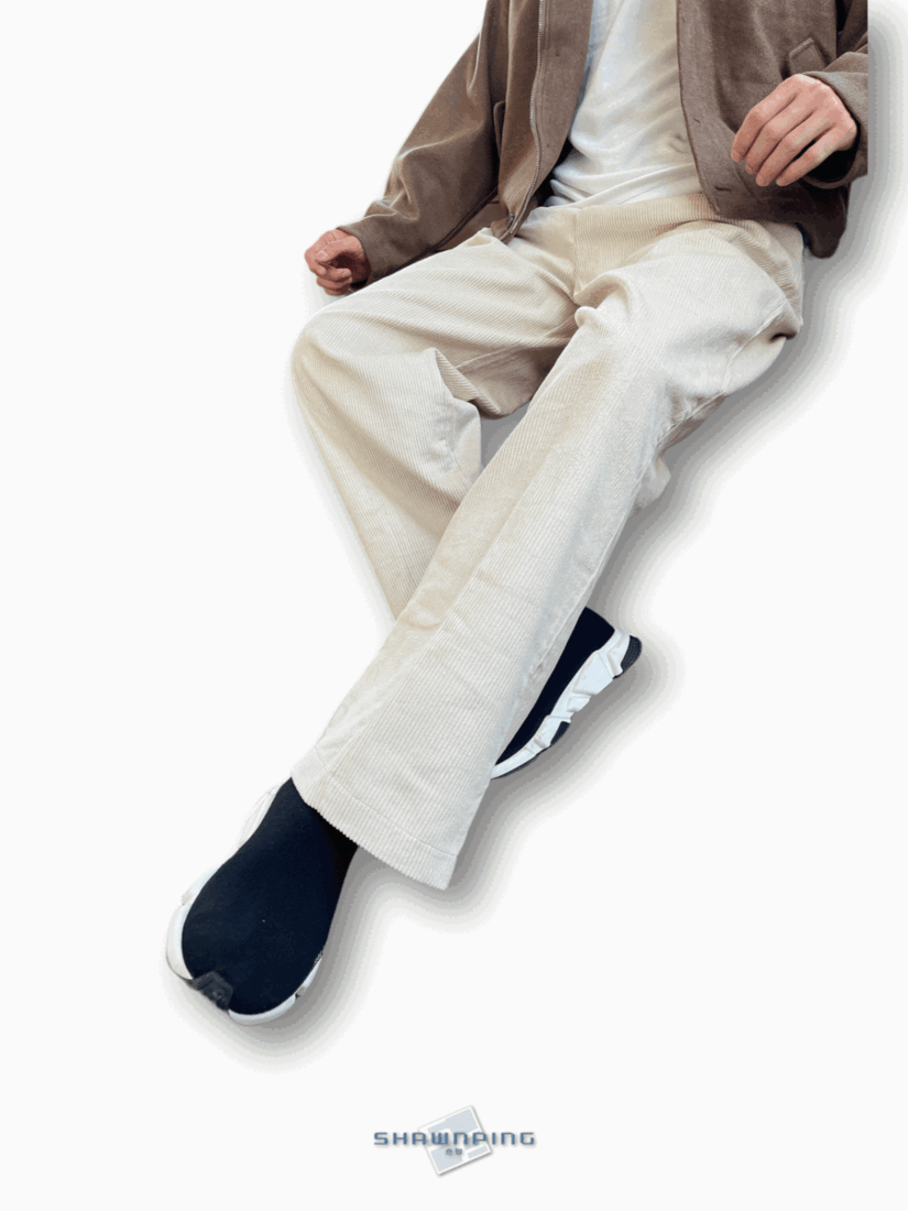 투턱 벌룬 코듀로이 팬츠 골덴바지 와이드팬츠 초록색코디 크림 Two Tuck Balloon Corduroy Pants