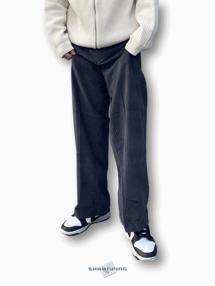 와이드 코듀로이 팬츠 골덴바지 차콜 Wide Corduroy Pants