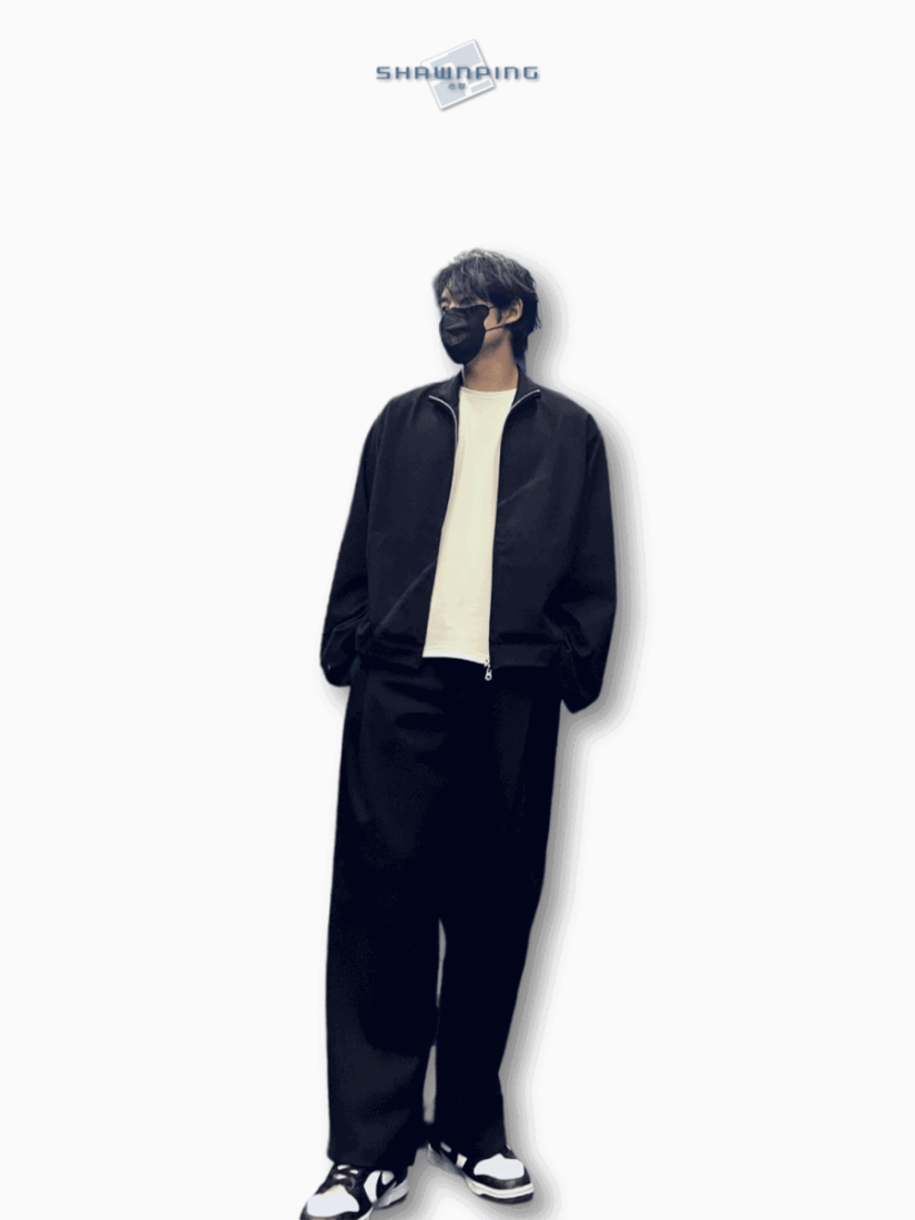 Woven Fleece Jacket Wide Pants Setup black