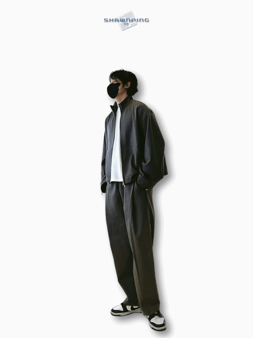 Woven Fleece Jacket Wide Pants Setup khaki brown
