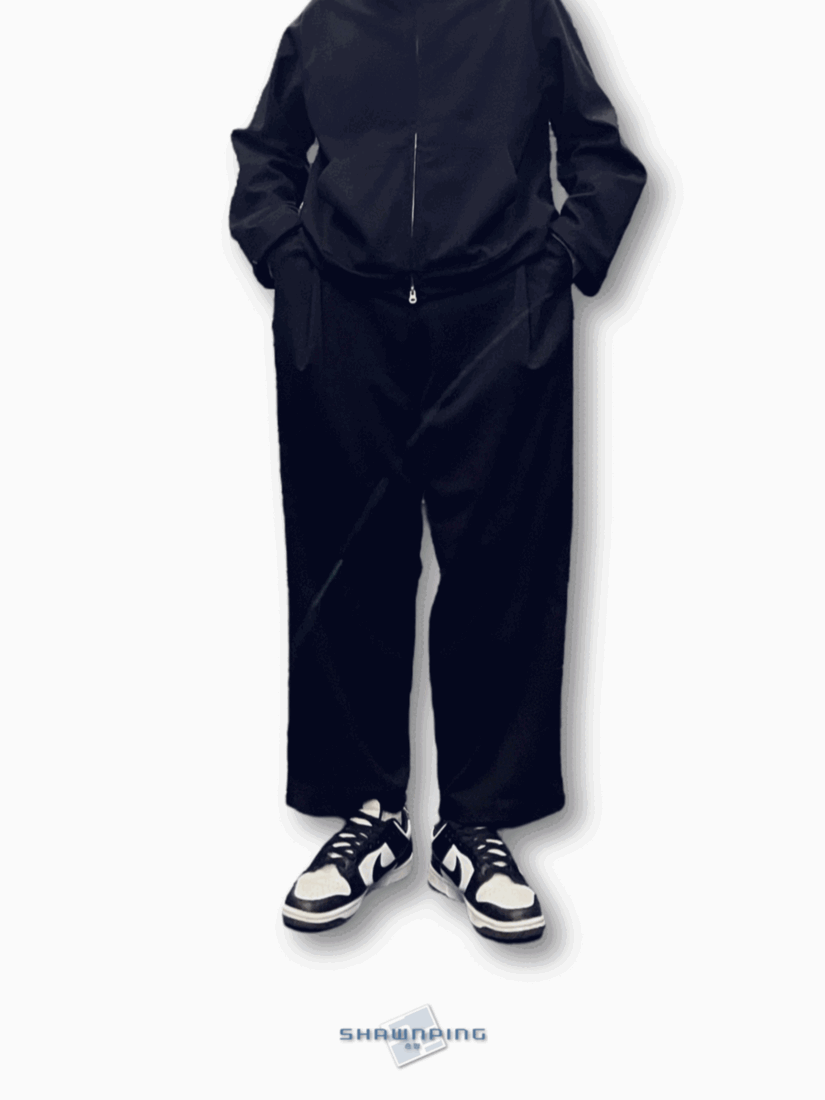 우븐 기모 원턱 와이드 팬츠 블랙 Woven Fleece Onetuck Wide Pants