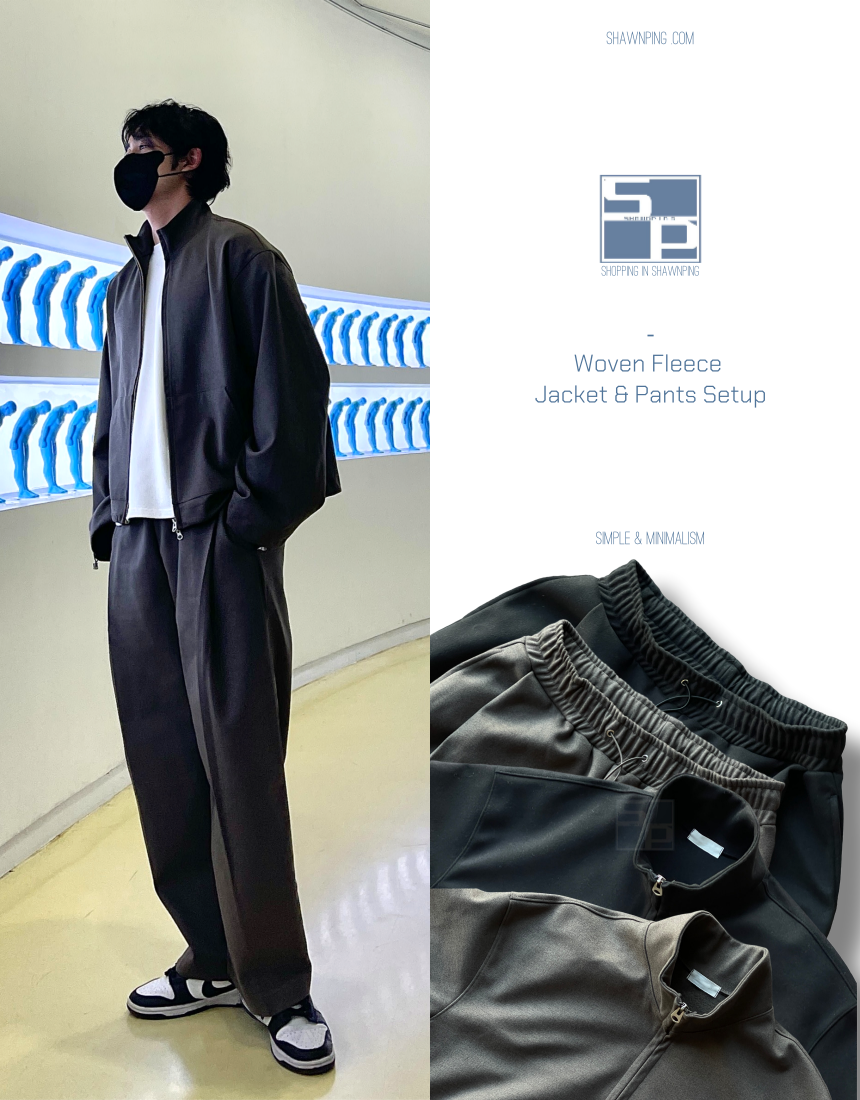 Woven Fleece Jacket Wide Pants Setup